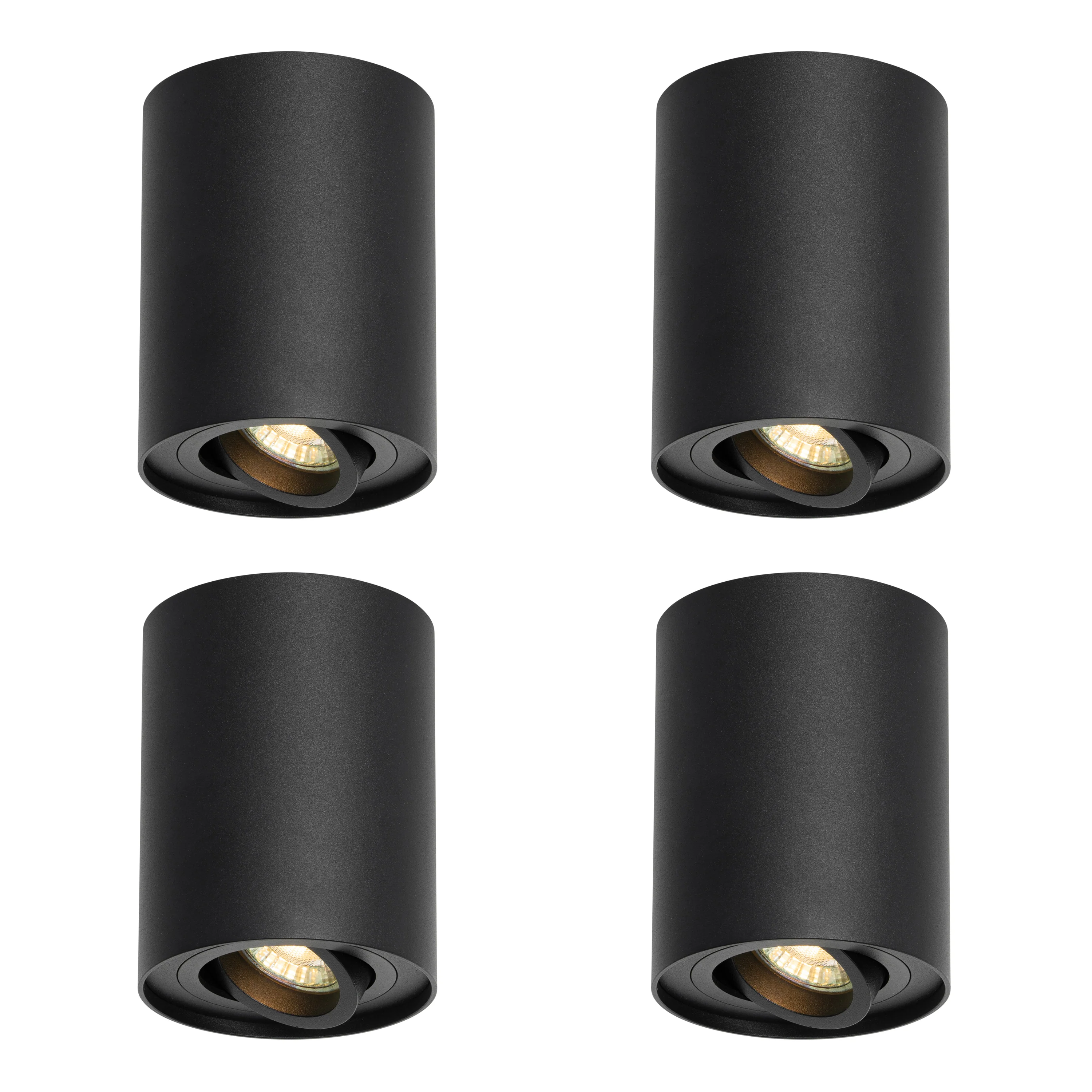 QAZQA Set van 4 moderne plafondspots zwart draai- en kantelbaar -