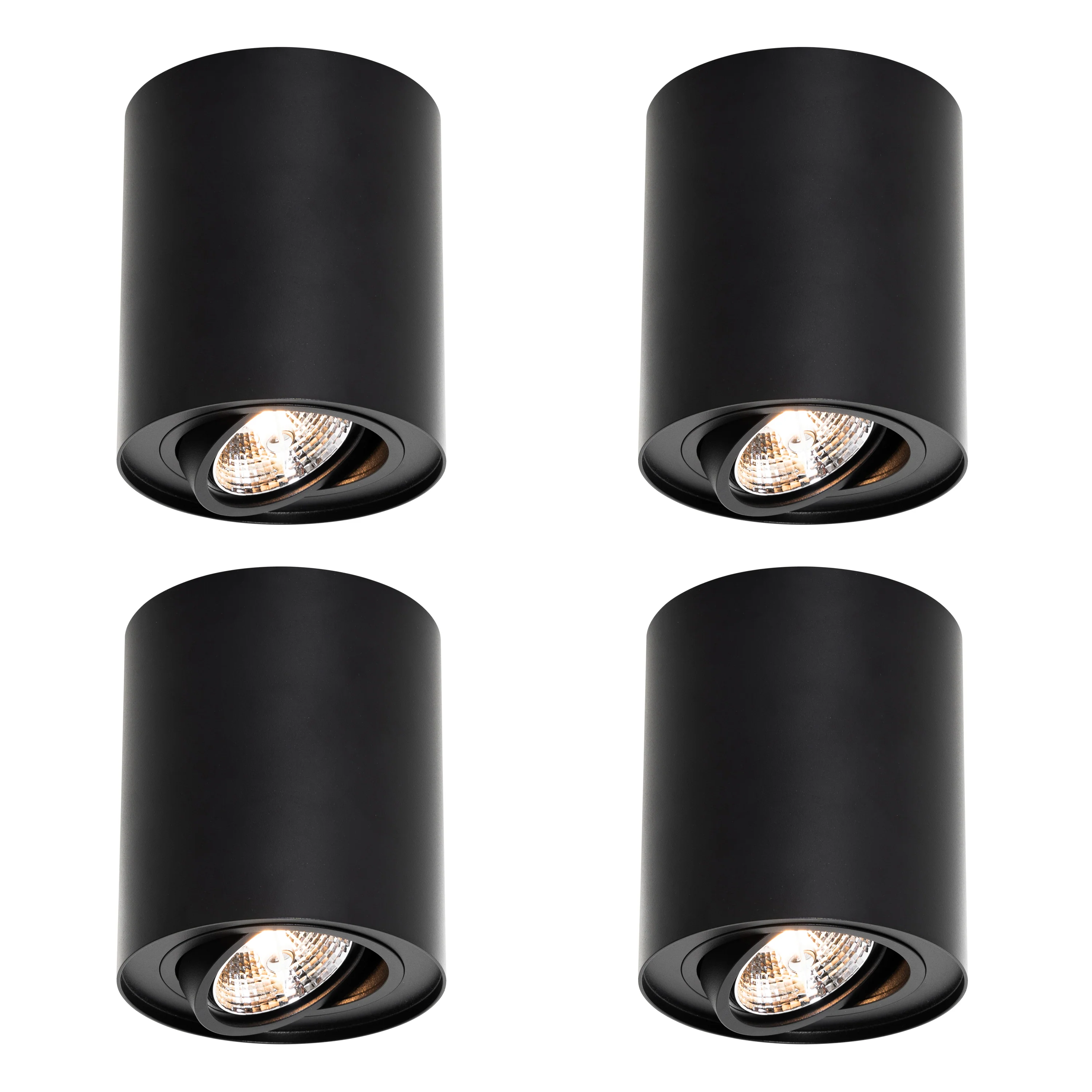 QAZQA Set van 4 moderne plafondspots zwart draai- en kantelbaar AR70 - Image 2