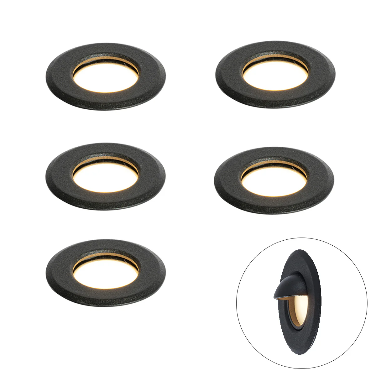 QAZQA Set van 5 moderne grondspots zwart incl. LED IP67 - Linsey - Image 10