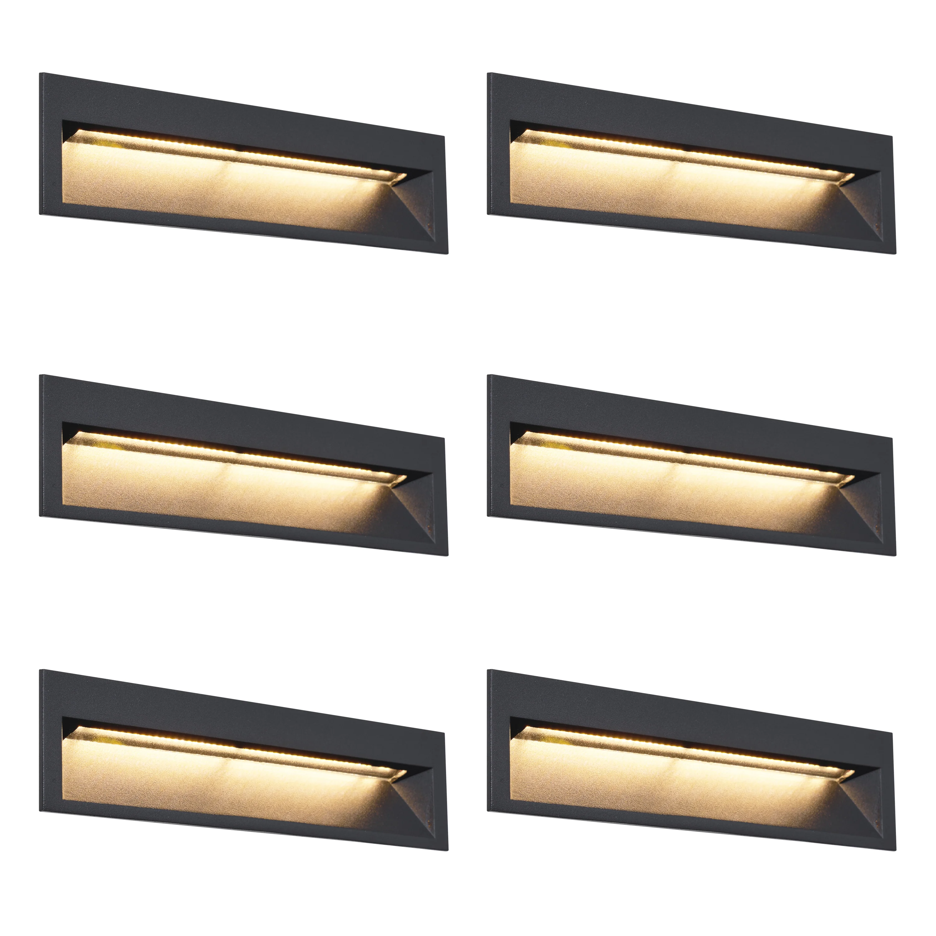 QAZQA Set van 6 moderne inbouw wandlampen zwart 28cm incl. LED IP65 - - Image 2