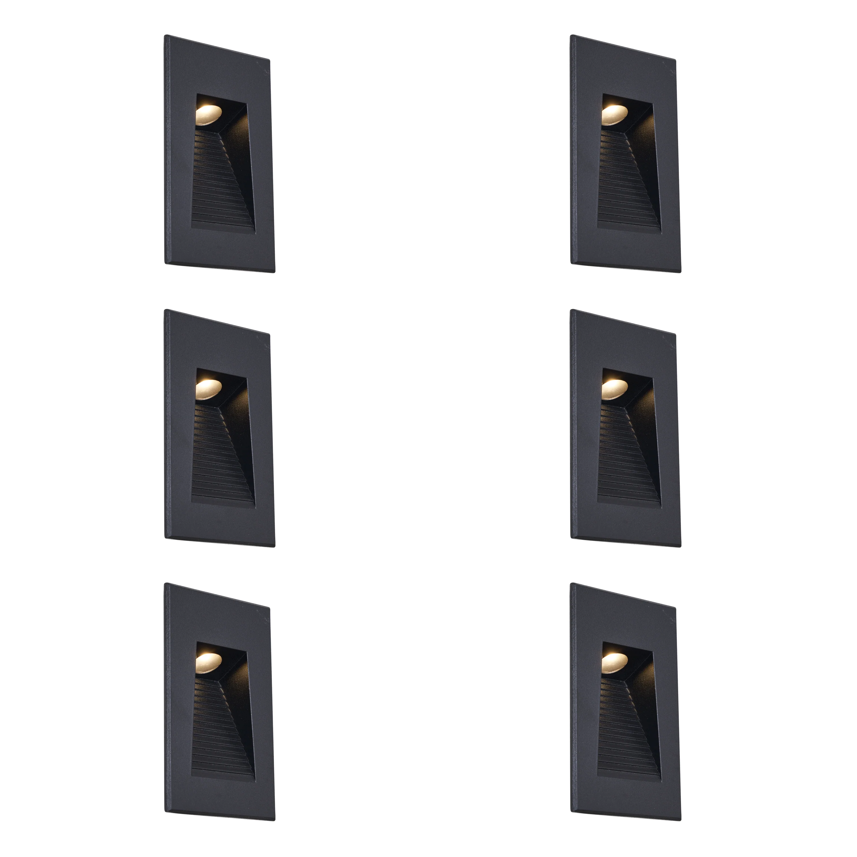 QAZQA Set van 6 moderne inbouw wandlampen zwart 7cm incl. LED IP65 -