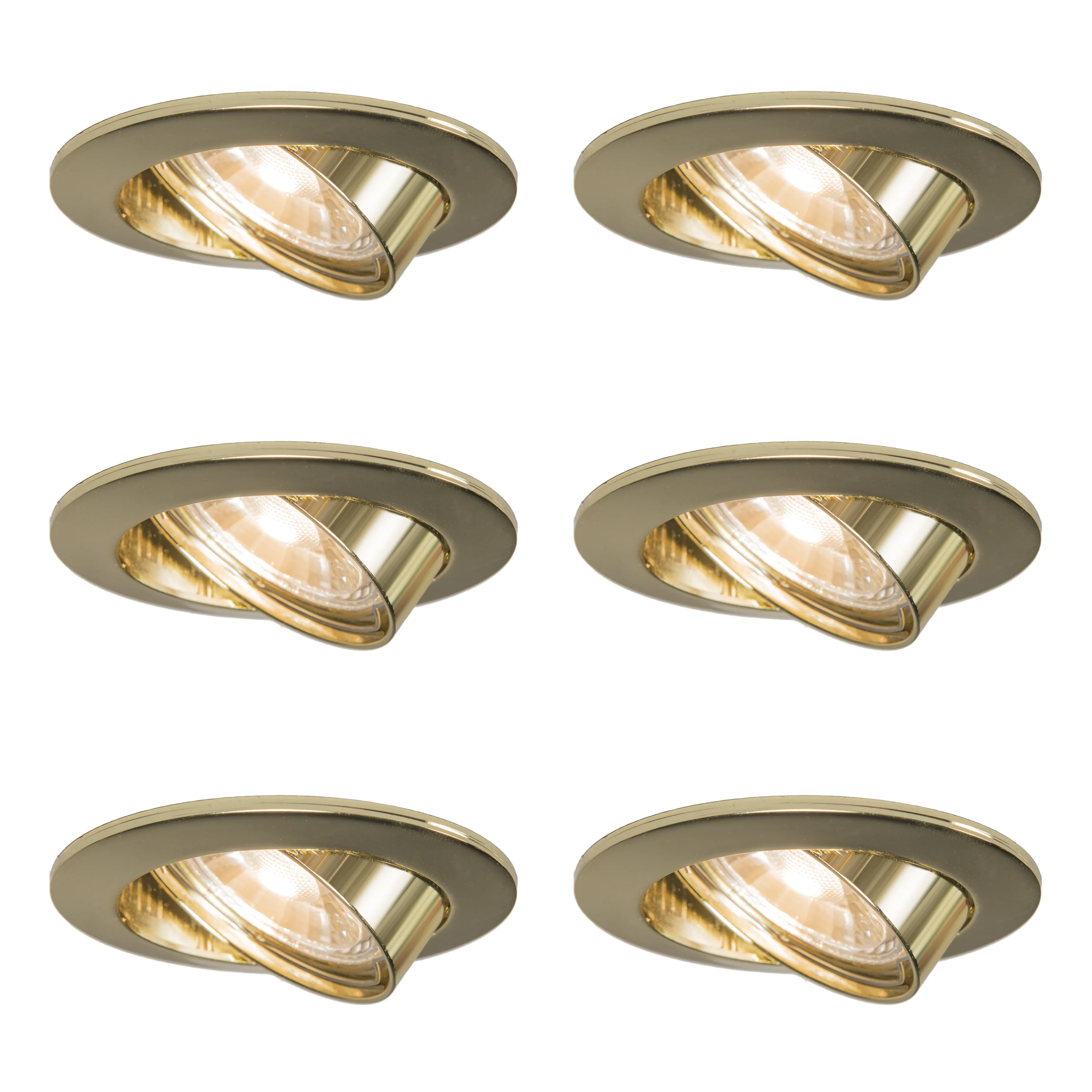 QAZQA Set van 6 ronde inbouwspots kantelbaar goud - Edu - Image 2