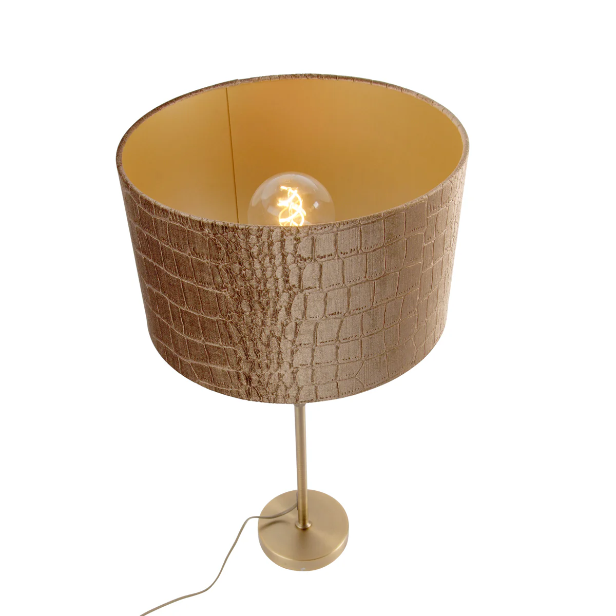 QAZQA Tafellamp brons met velours kap krokodil 35cm - Parte - Image 7