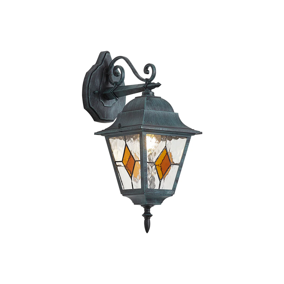 QAZQA Vintage buiten wandlantaarn zwart met antiek groen IP44 -