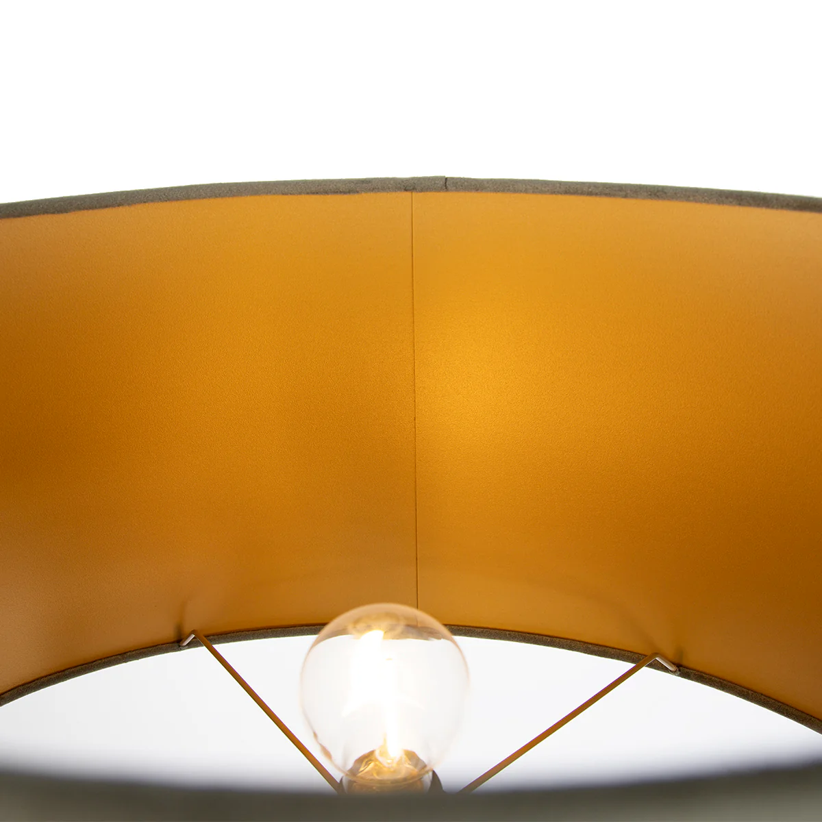 QAZQA Vloerlamp beige met groene ovalen kap en gouden binnenkant 50cm - Image 7