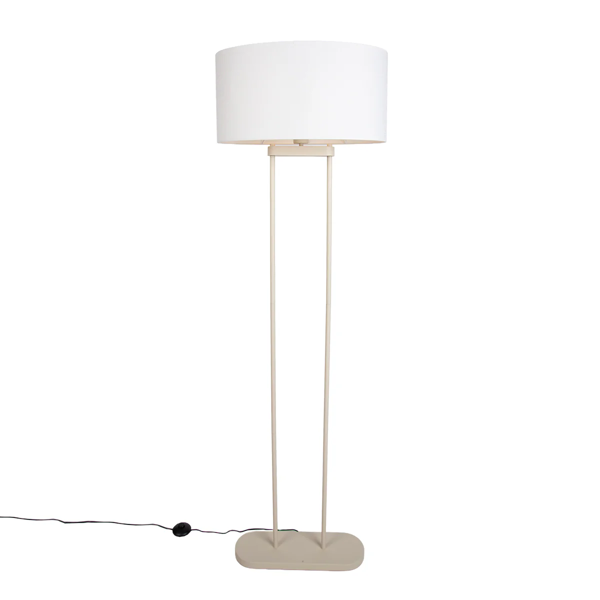 QAZQA Vloerlamp beige met linnen witte kap ovaal 50cm - Thijmen