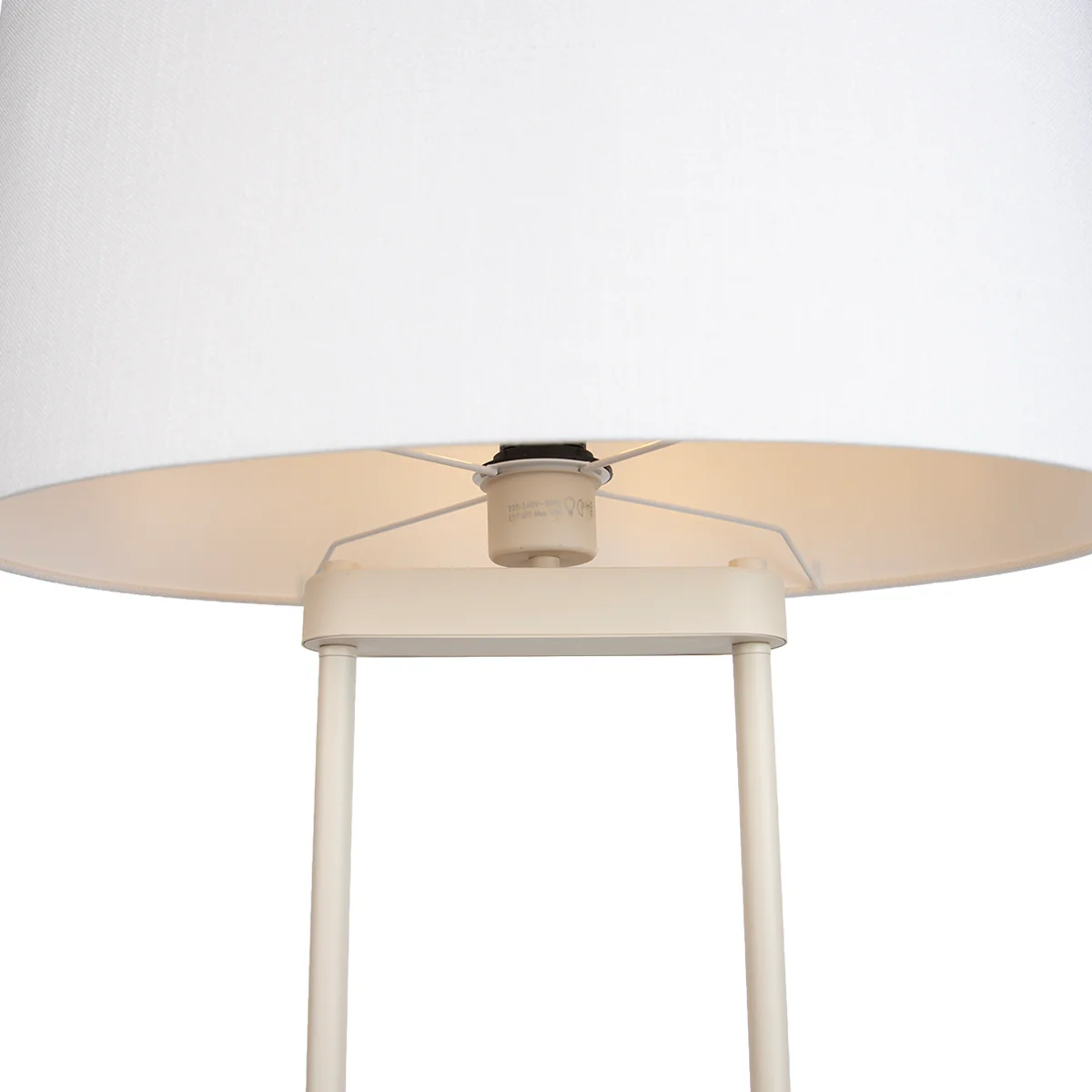 QAZQA Vloerlamp beige met linnen witte kap ovaal 50cm - Thijmen - Image 3