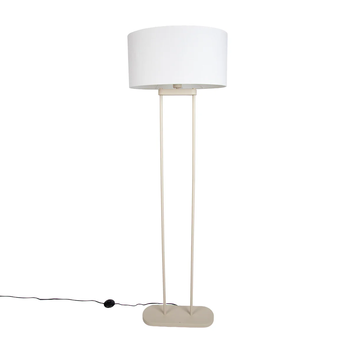 QAZQA Vloerlamp beige met linnen witte kap ovaal 50cm - Thijmen - Image 9