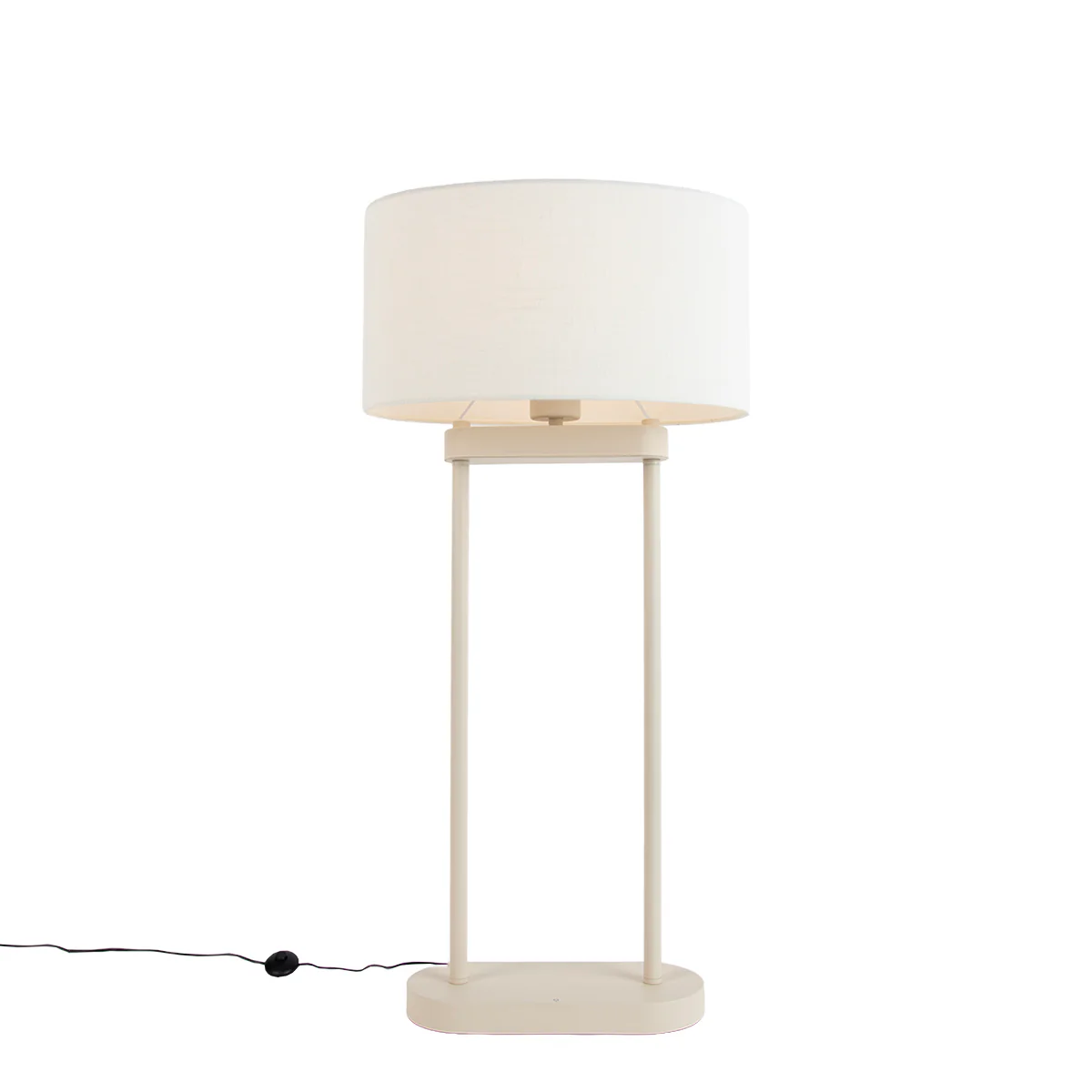 QAZQA Vloerlamp beige met ovale witte linnen kap 35cm - Thijmen