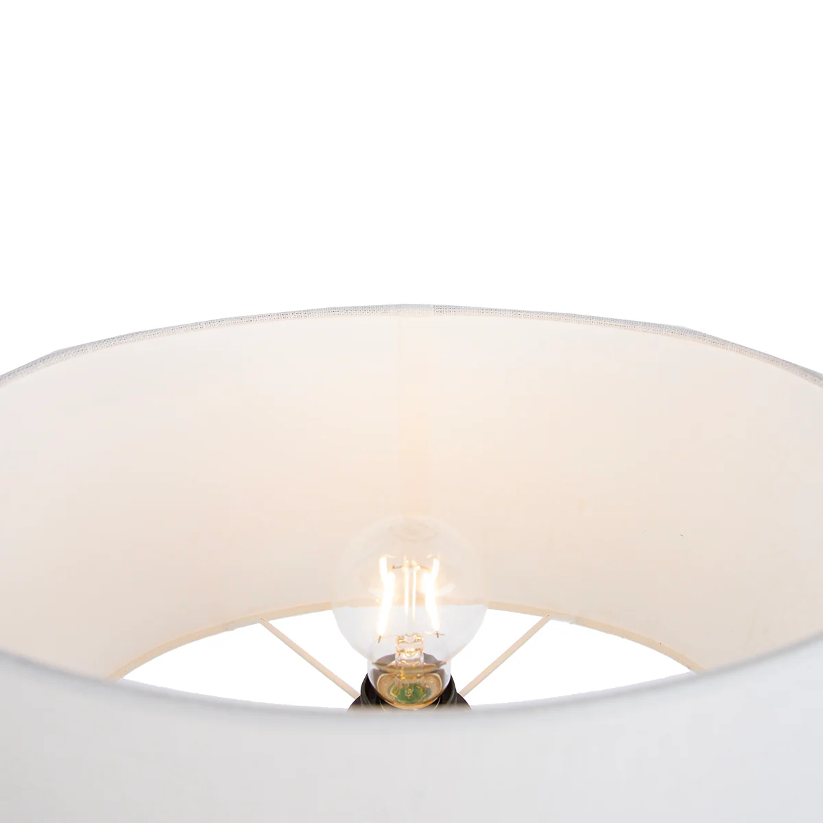 QAZQA Vloerlamp beige met ovale witte linnen kap 35cm - Thijmen - Image 4