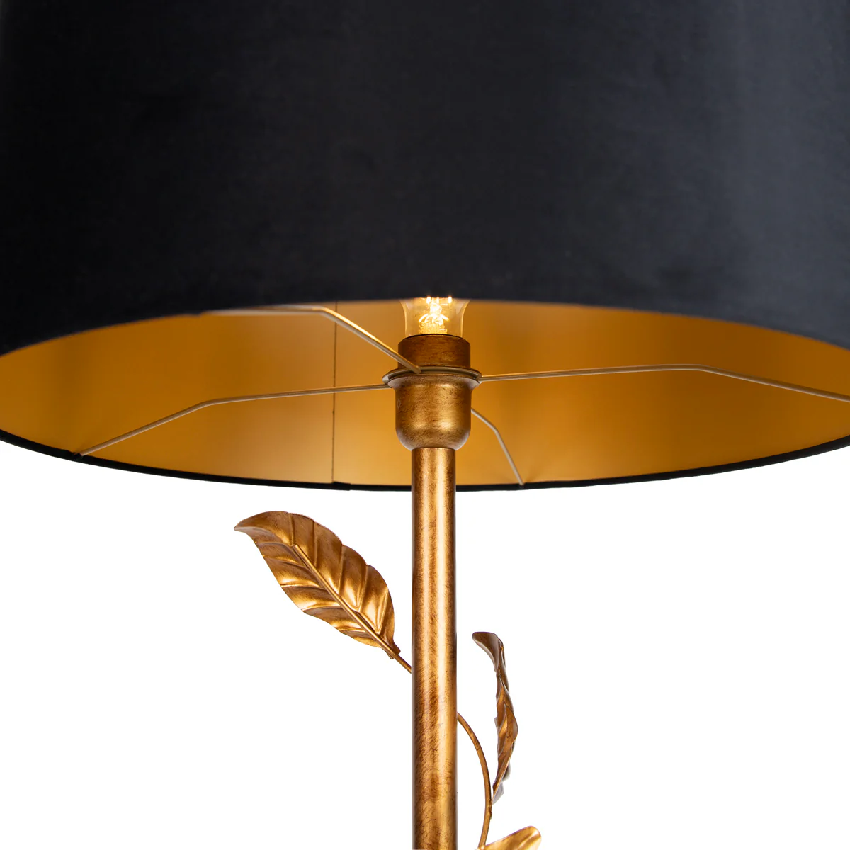 QAZQA Vloerlamp goud met kap zwart en gouden binnenkant 50cm - Linden - Image 4