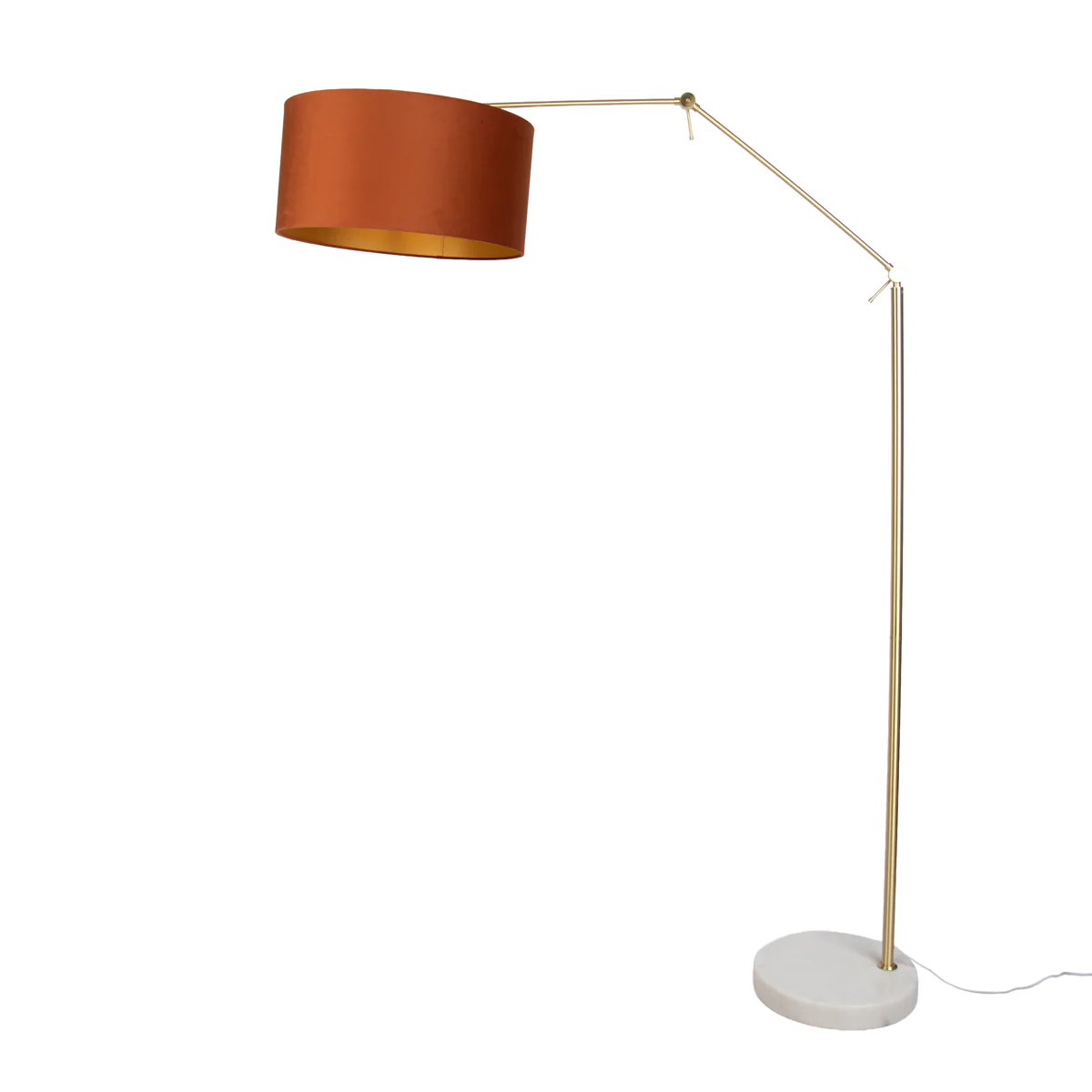 QAZQA Vloerlamp goud verstelbaar met kap oranje en gouden binnenkant - Image 4