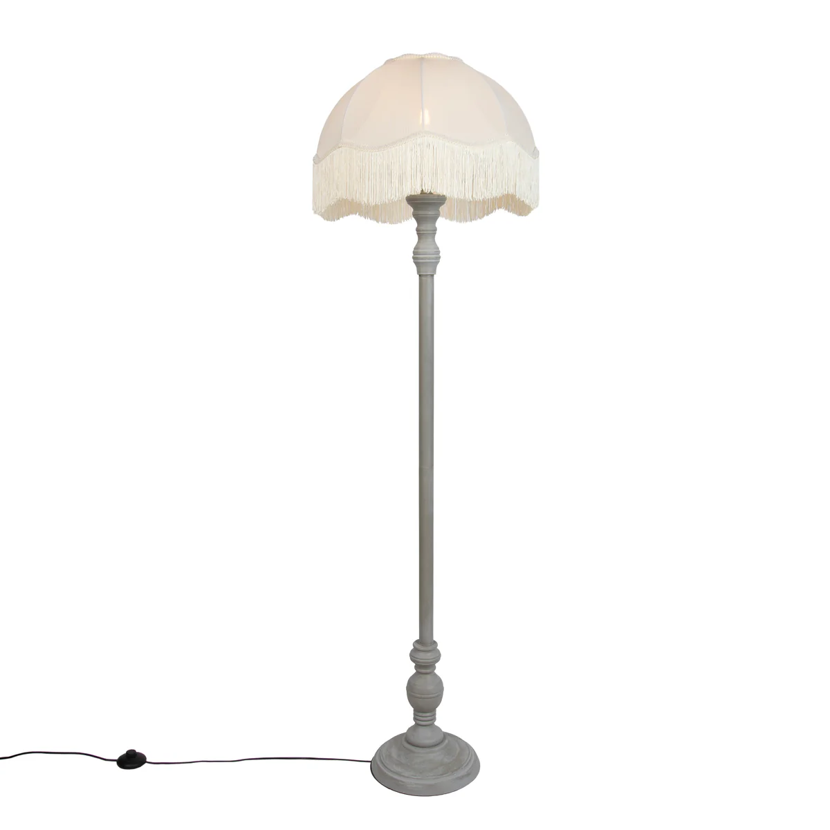 QAZQA Vloerlamp grijs met beige kap en witte binnenkant 45cm - - Image 2