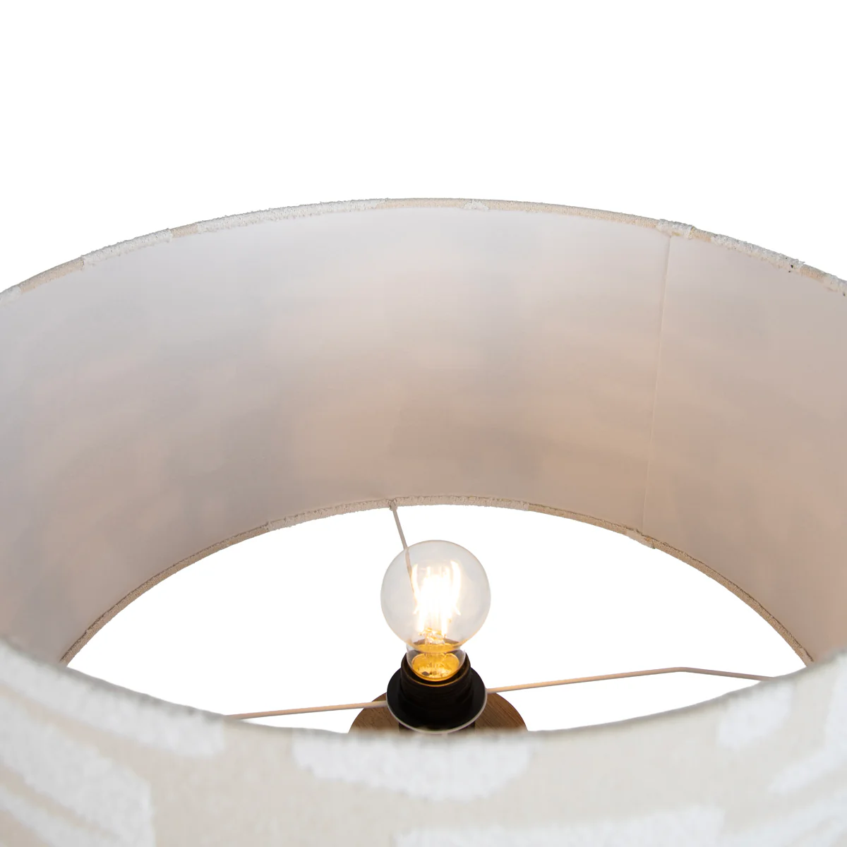 QAZQA Vloerlamp hout met beige en wit gestreepte kap 50cm - Tripod - Image 6