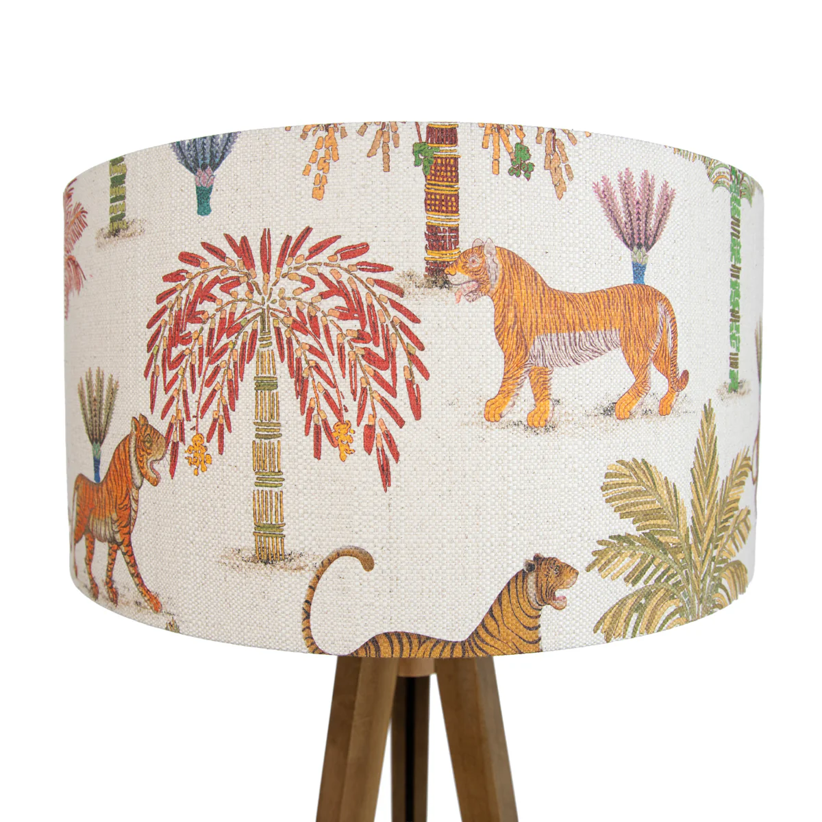 QAZQA Vloerlamp hout met kap multicolor en dierenprint 50cm - Tripod - Image 3