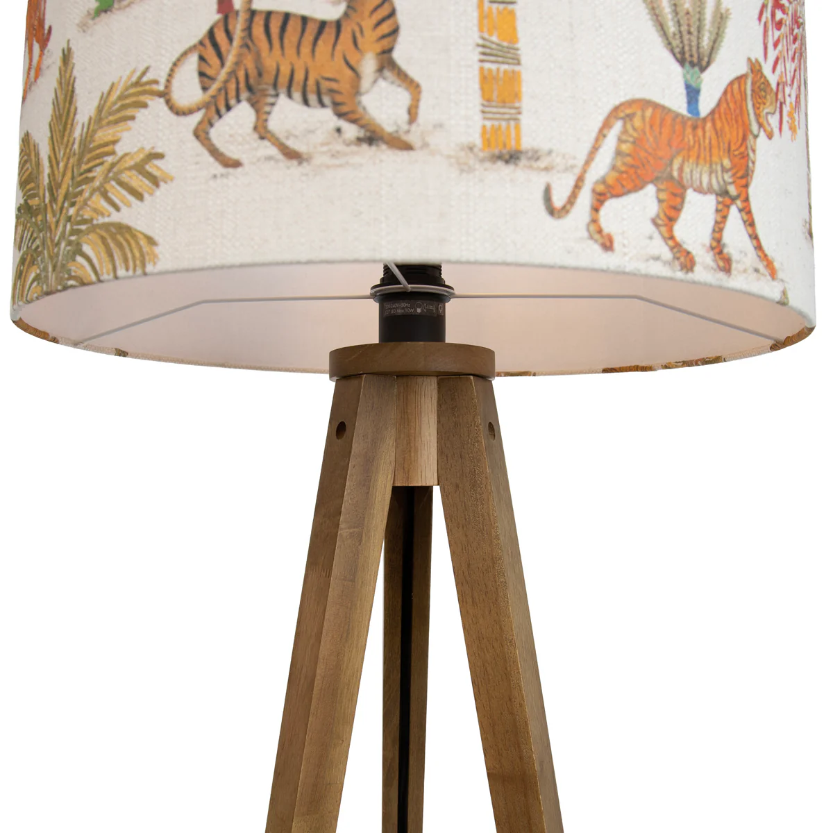 QAZQA Vloerlamp hout met kap multicolor en dierenprint 50cm - Tripod - Image 4