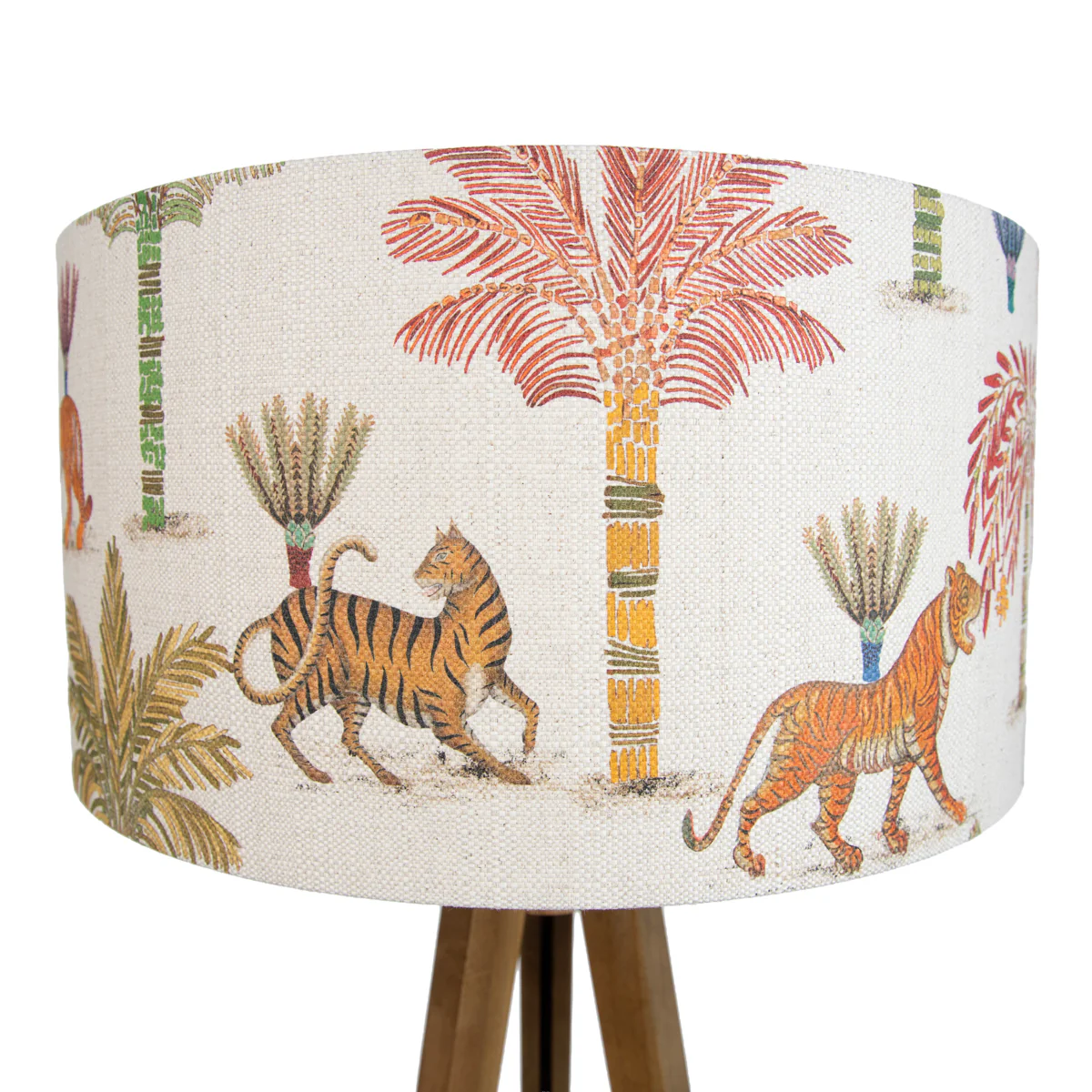 QAZQA Vloerlamp hout met kap multicolor en dierenprint 50cm - Tripod - Image 7