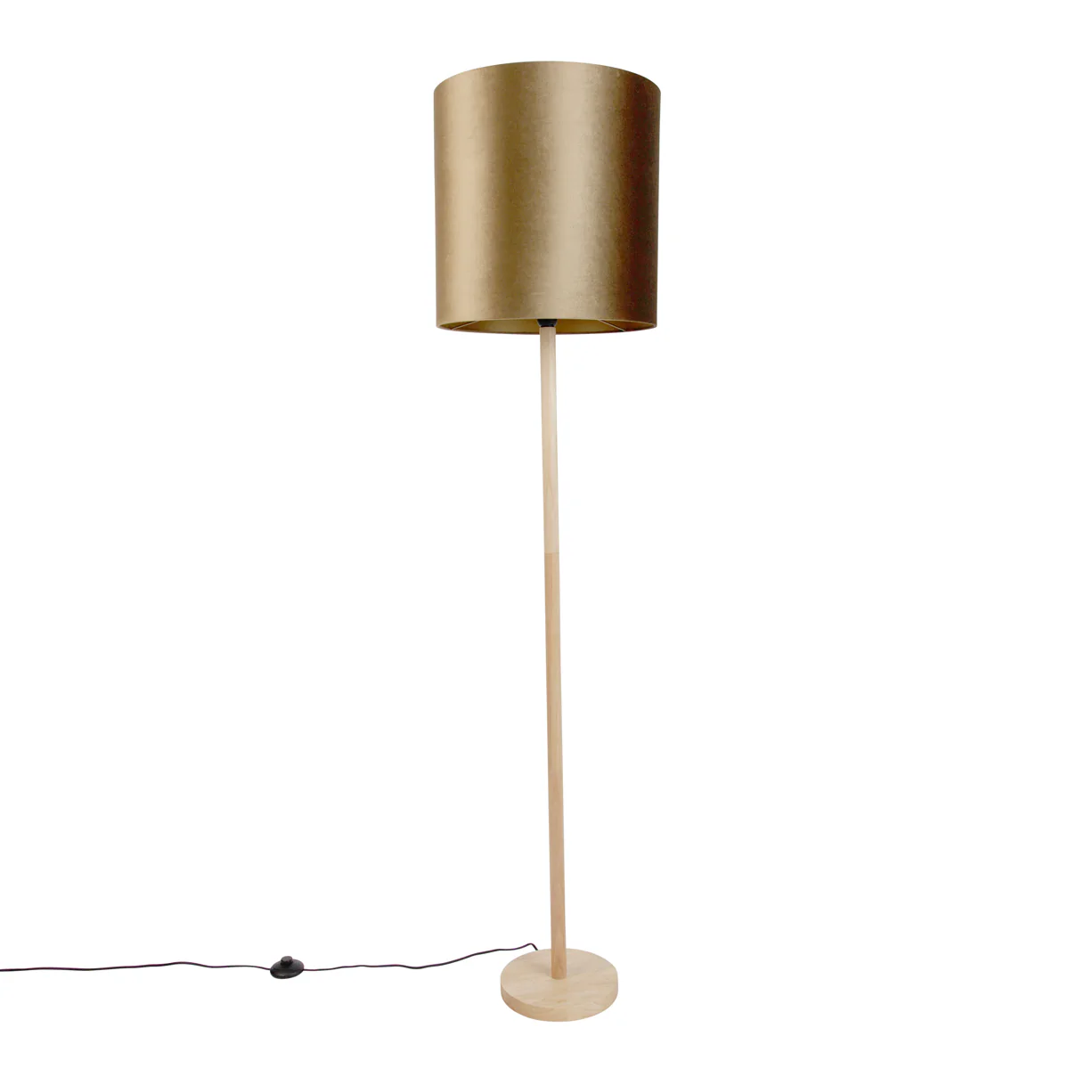 QAZQA Vloerlamp hout met velours kap brons 40cm - Mels - Image 10