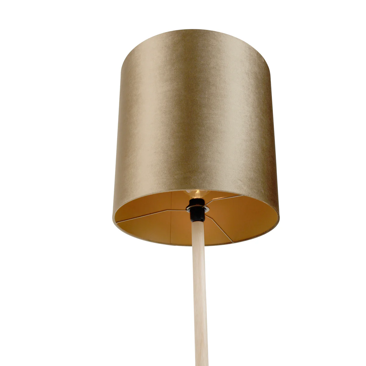 QAZQA Vloerlamp hout met velours kap brons 40cm - Mels - Image 6