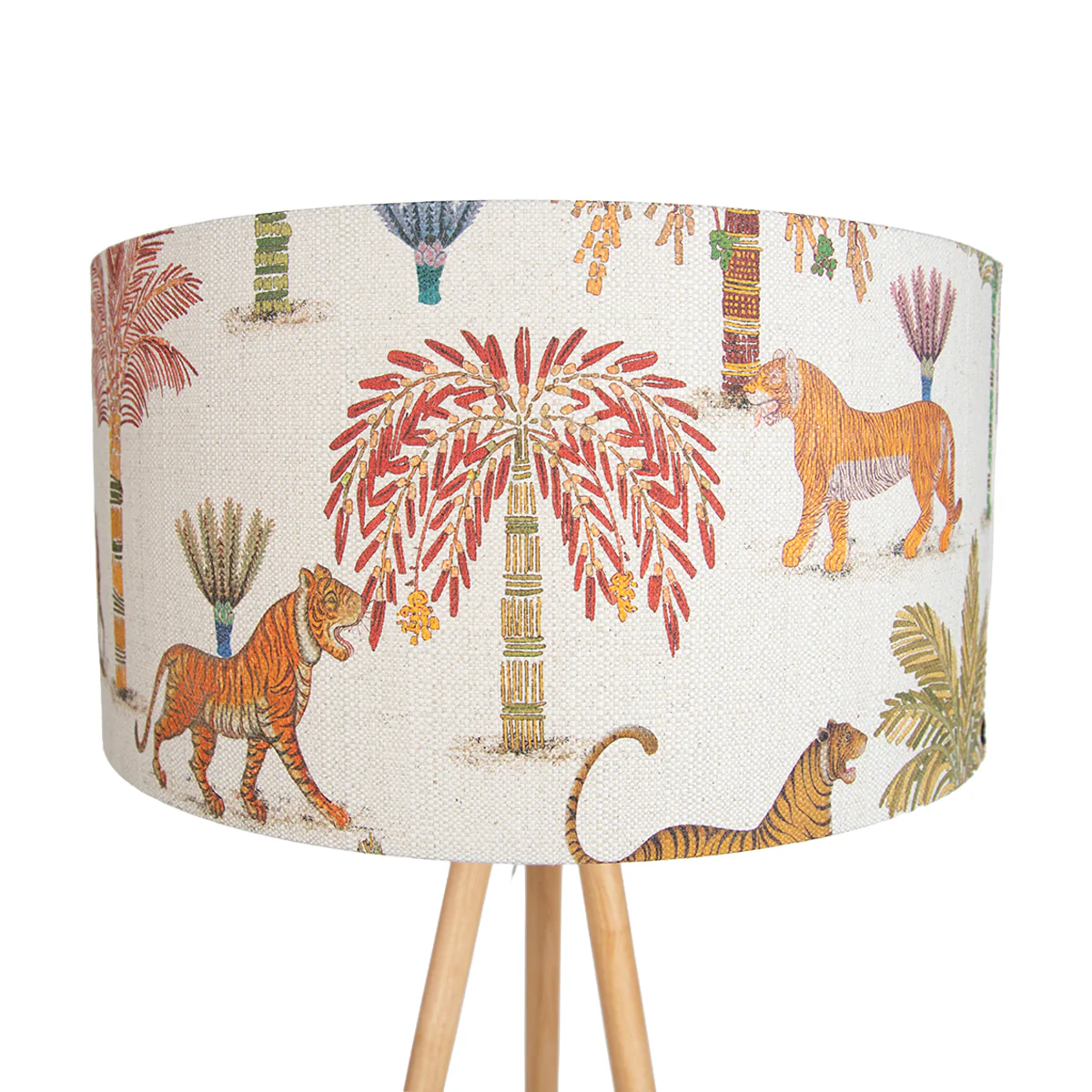 QAZQA Vloerlamp hout tripod met multicolor kap met dierenprint 50cm - - Image 10