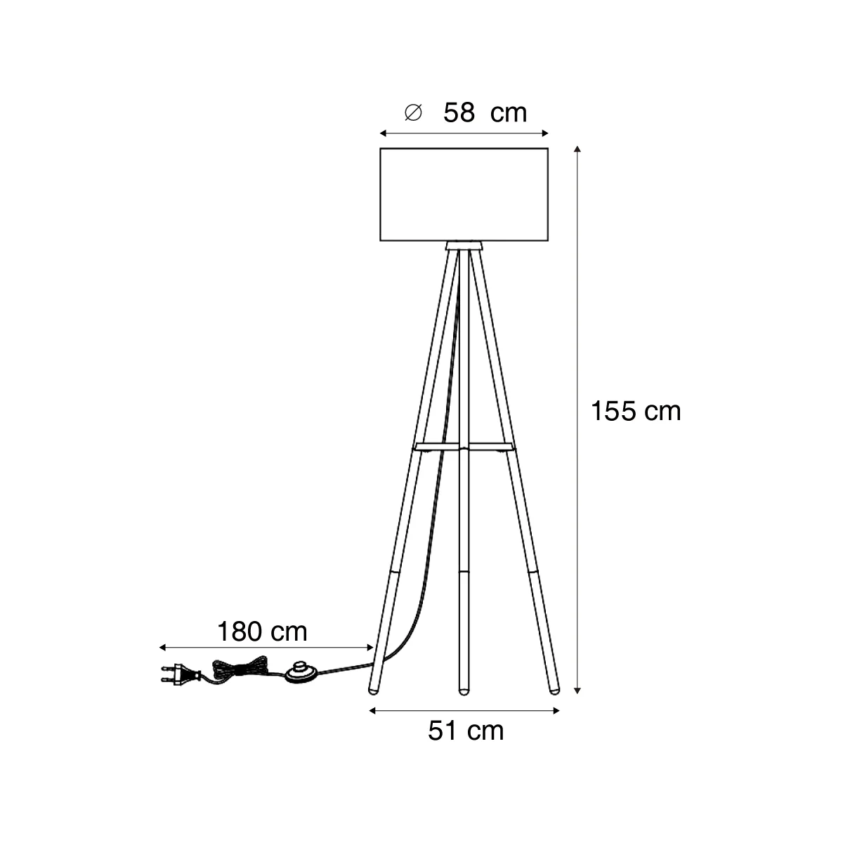 QAZQA Vloerlamp hout tripod met multicolor kap met dierenprint 50cm - - Image 8