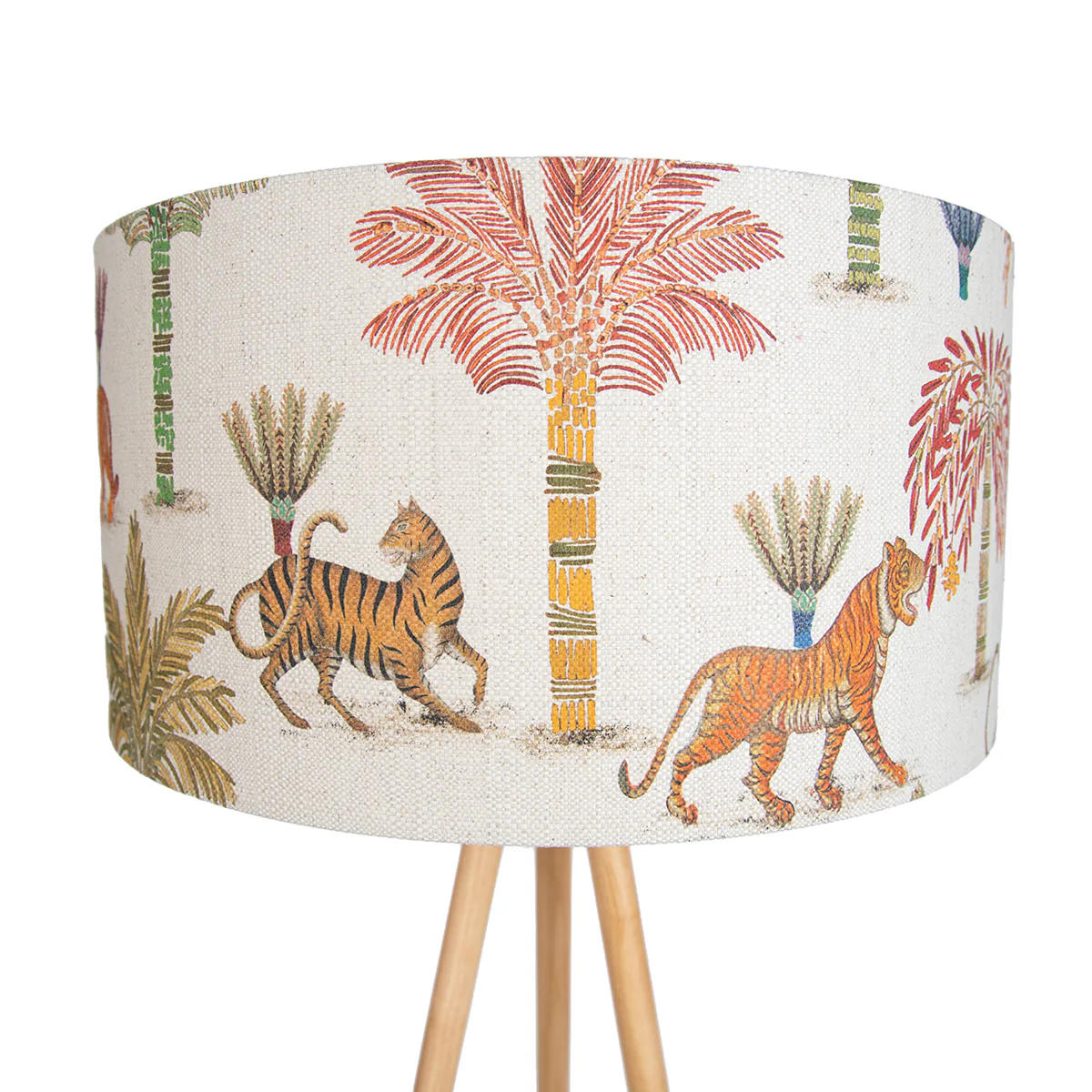 QAZQA Vloerlamp hout tripod met multicolor kap met dierenprint 50cm - - Image 9