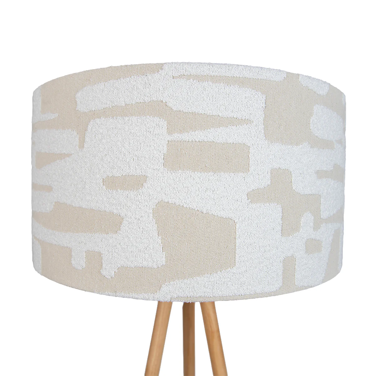 QAZQA Vloerlamp hout tripod met wit en beige gestreepte kap 50cm - - Image 3