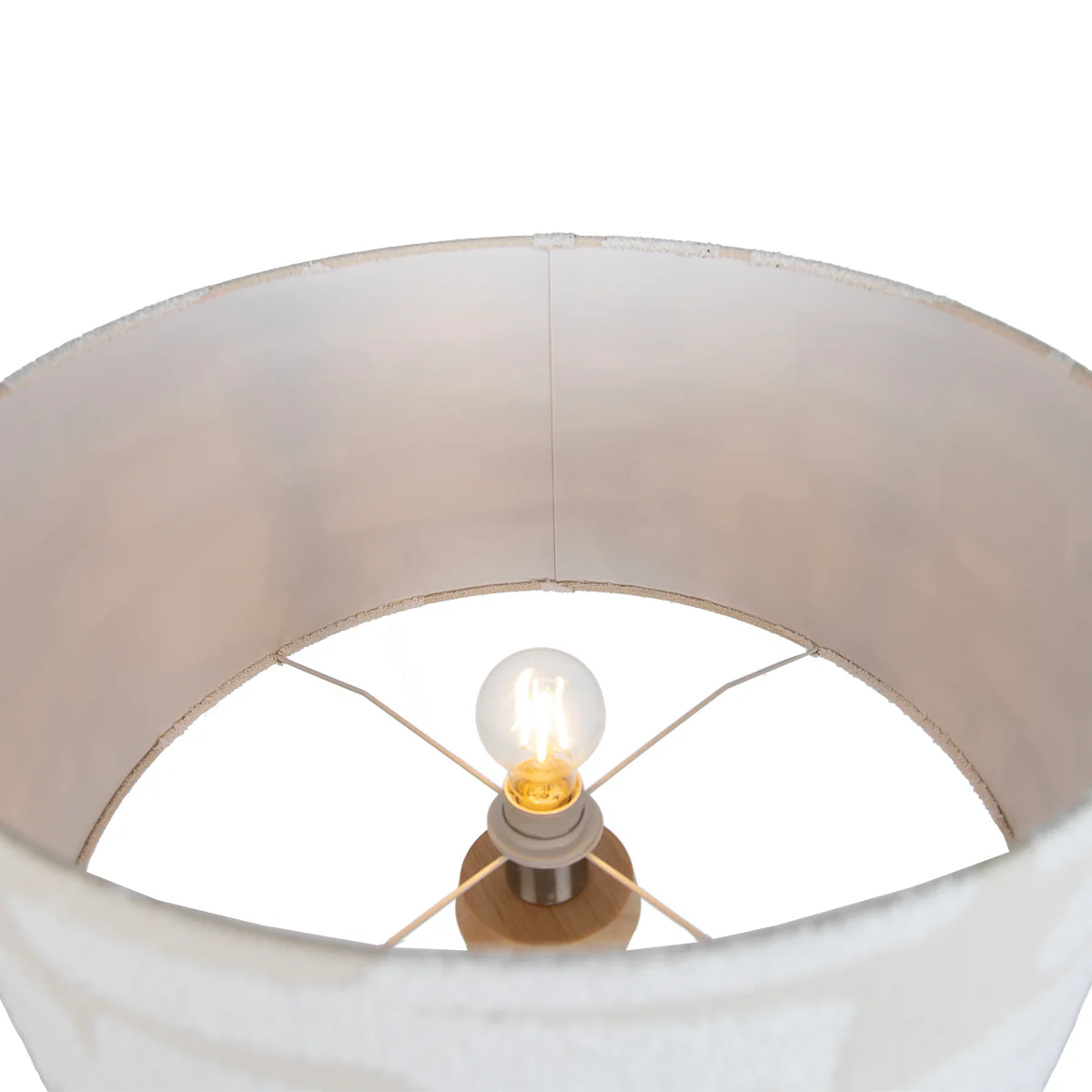 QAZQA Vloerlamp hout tripod met wit en beige gestreepte kap 50cm - - Image 4