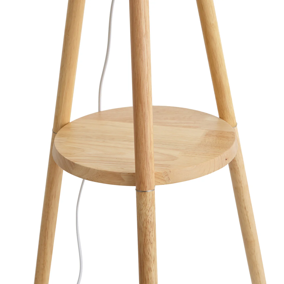 QAZQA Vloerlamp hout tripod met wit en beige gestreepte kap 50cm - - Image 7