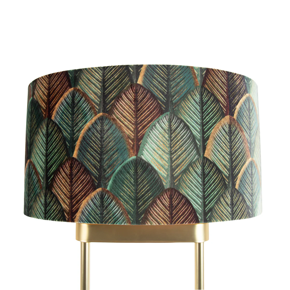 QAZQA Vloerlamp messing met ovale kap blad design en gouden - Image 3