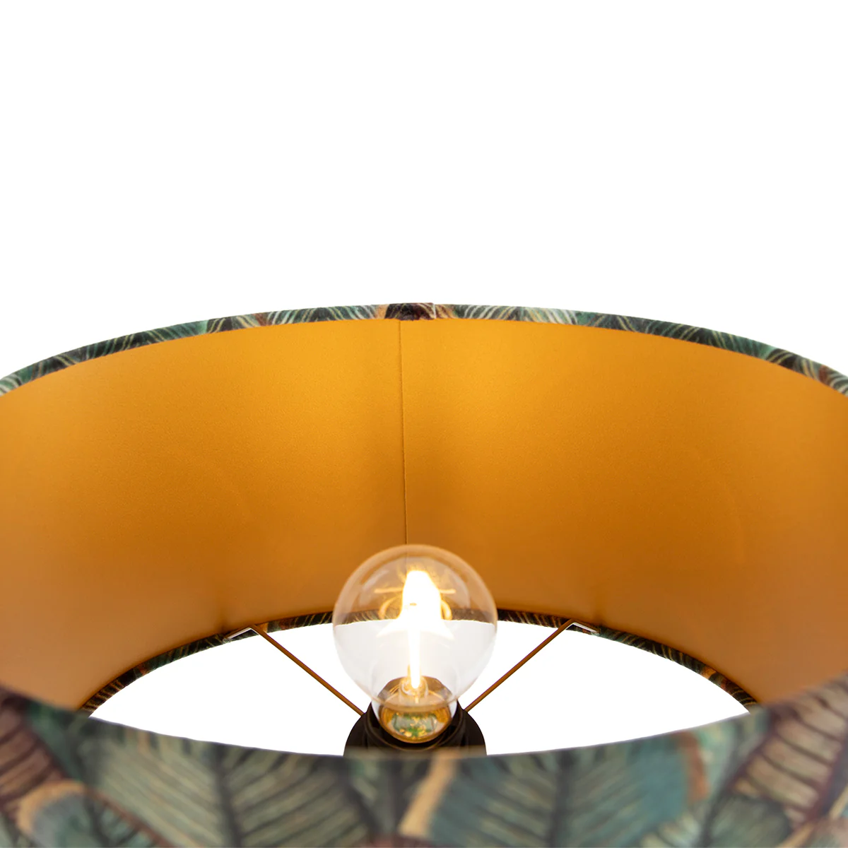 QAZQA Vloerlamp messing met ovale kap blad design en gouden - Image 4