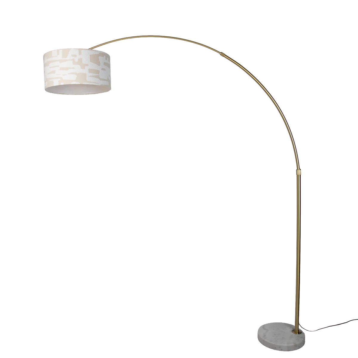 QAZQA Vloerlamp messing met wit en beige gestreepte kap 50cm - XXL - Image 2