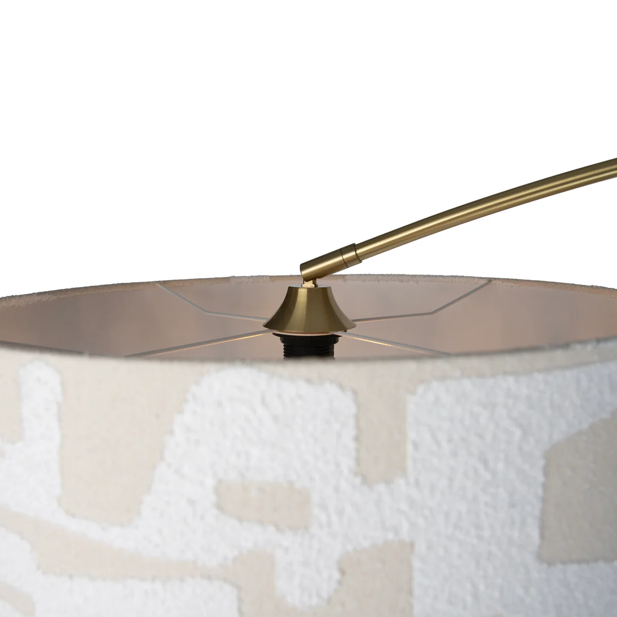 QAZQA Vloerlamp messing met wit en beige gestreepte kap 50cm - XXL - Image 4