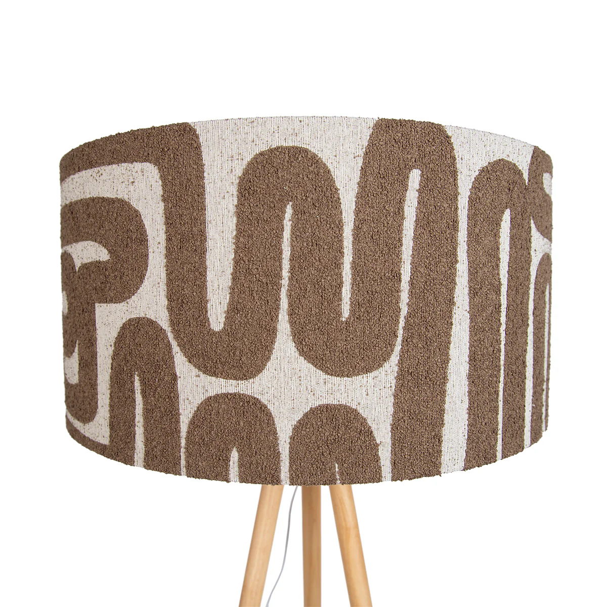 QAZQA Vloerlamp tripod hout met gestreepte beige en bruine kap 50cm - - Image 3