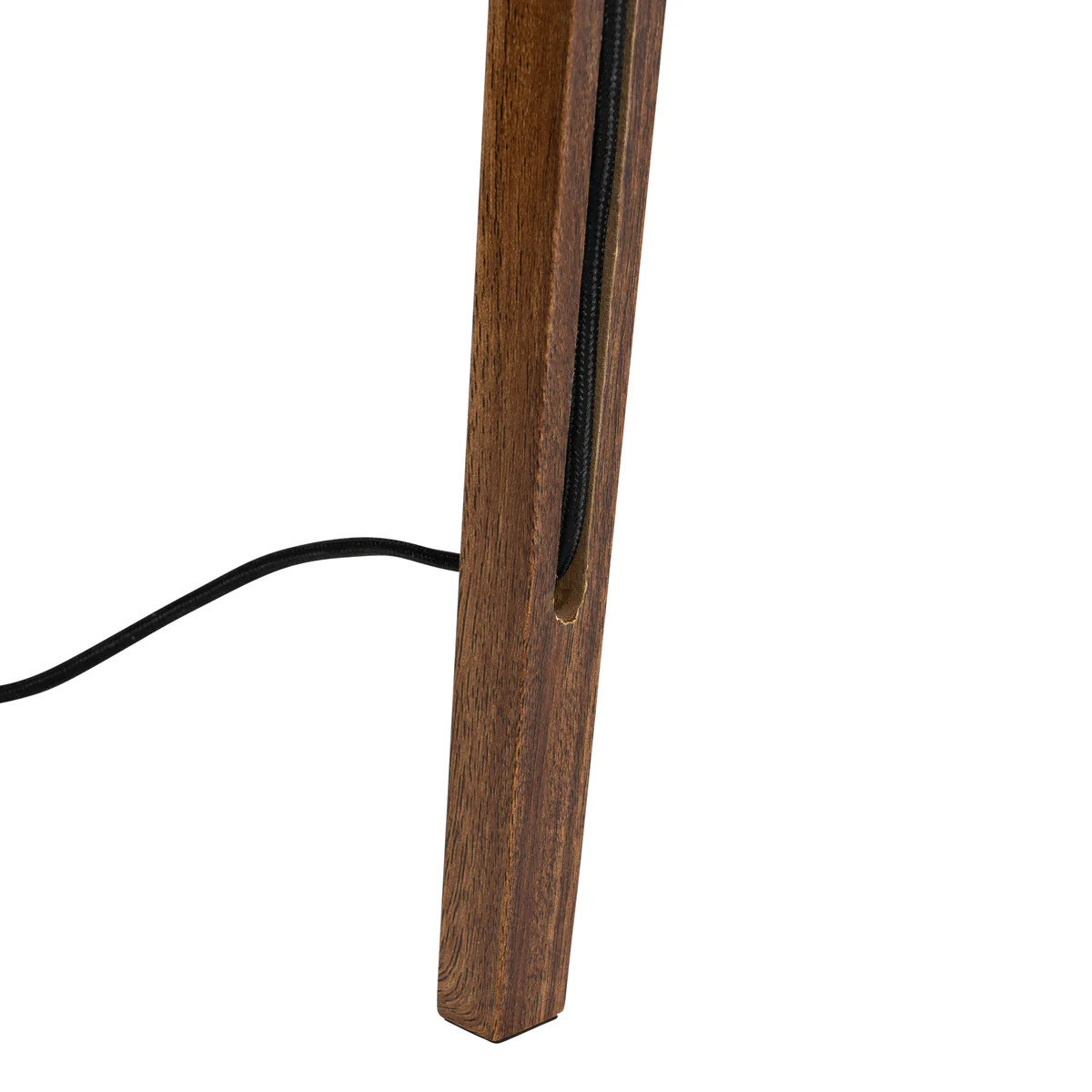QAZQA Vloerlamp walnoot hout met kap zwart met gouden binnenkant 50cm - Image 5