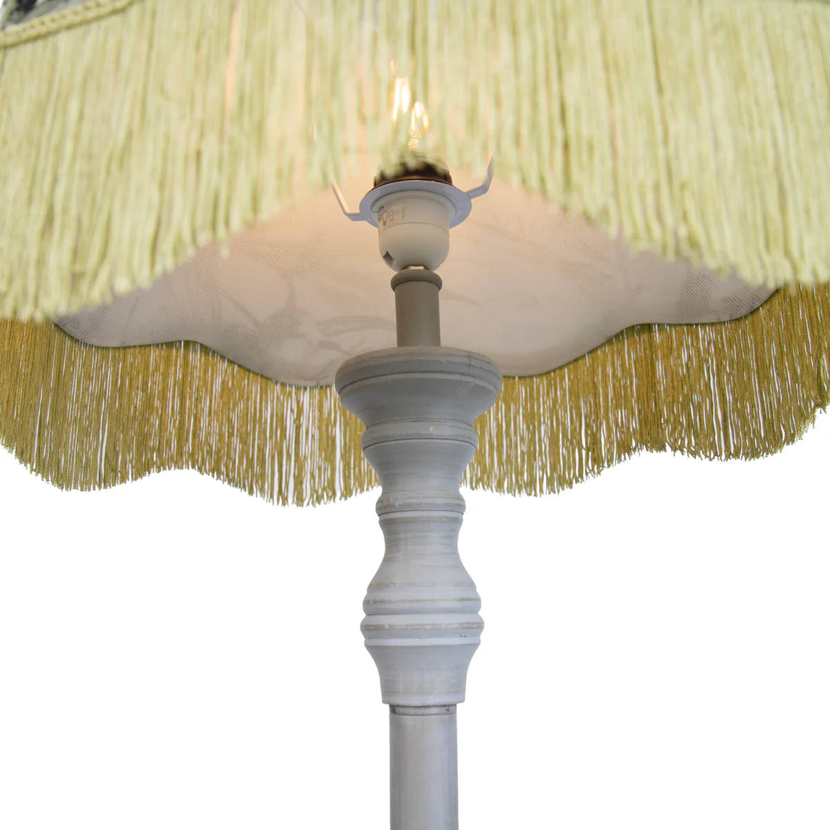 QAZQA Vloerlamp zwart met bloemen kap en witte binnenkant 45cm - - Image 4