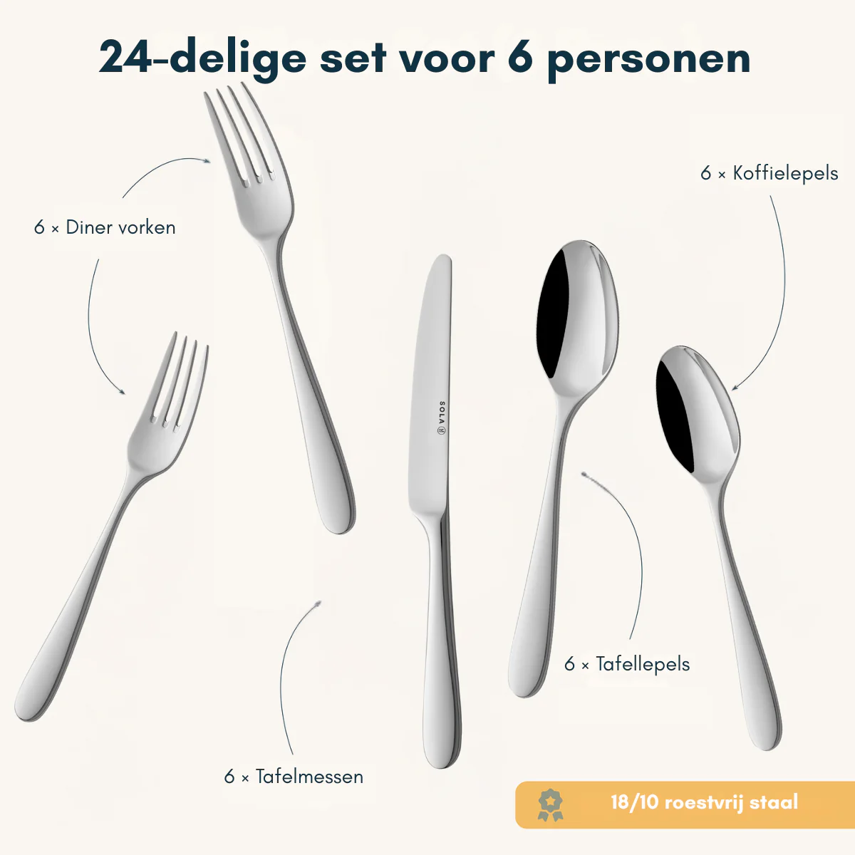 Sola Bestekset Nordica Glans 24 delig - Image 3