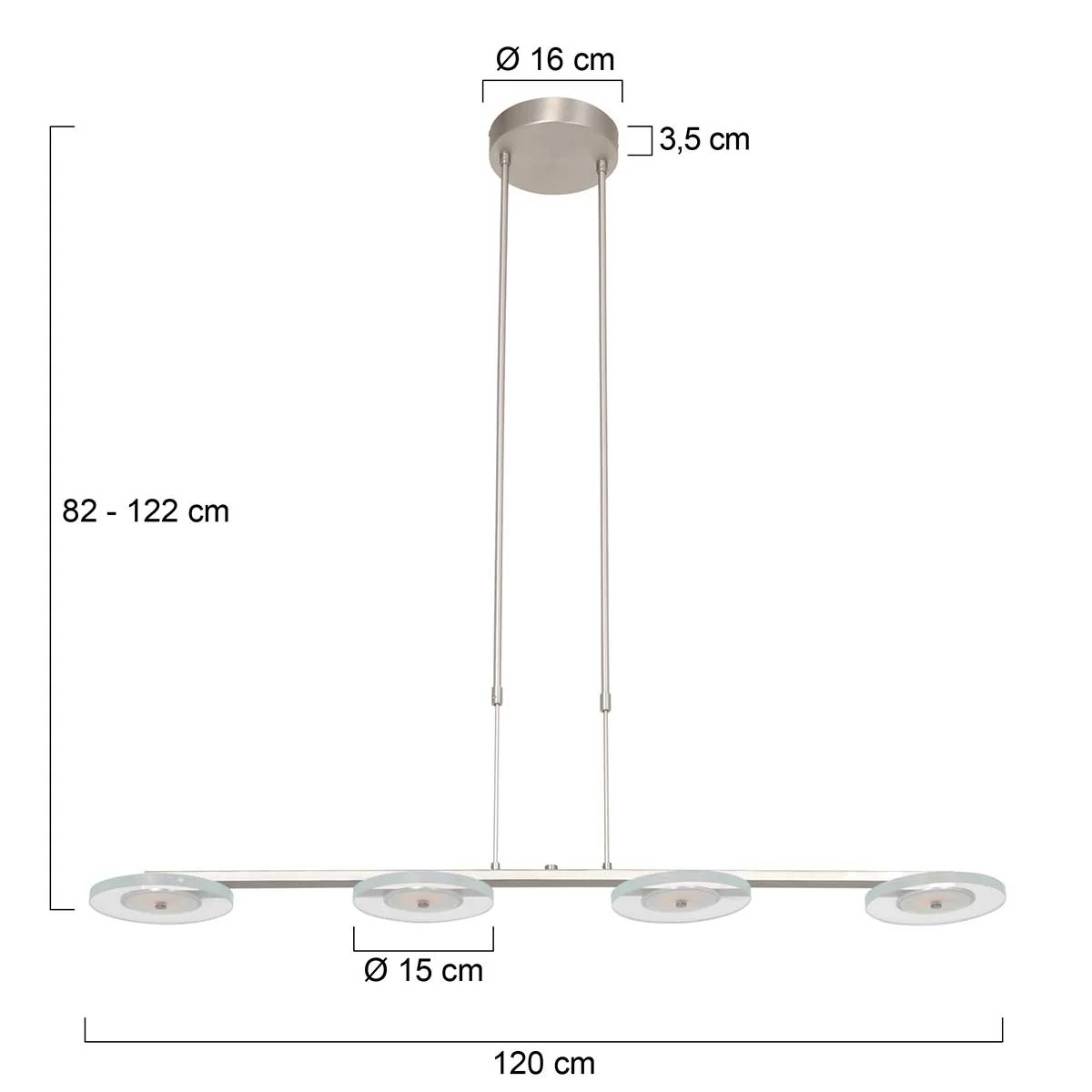 Steinhauer - Hanglamp Grijs Metaal|Glas - 4-Lichts - 120cm - Turound - Image 8