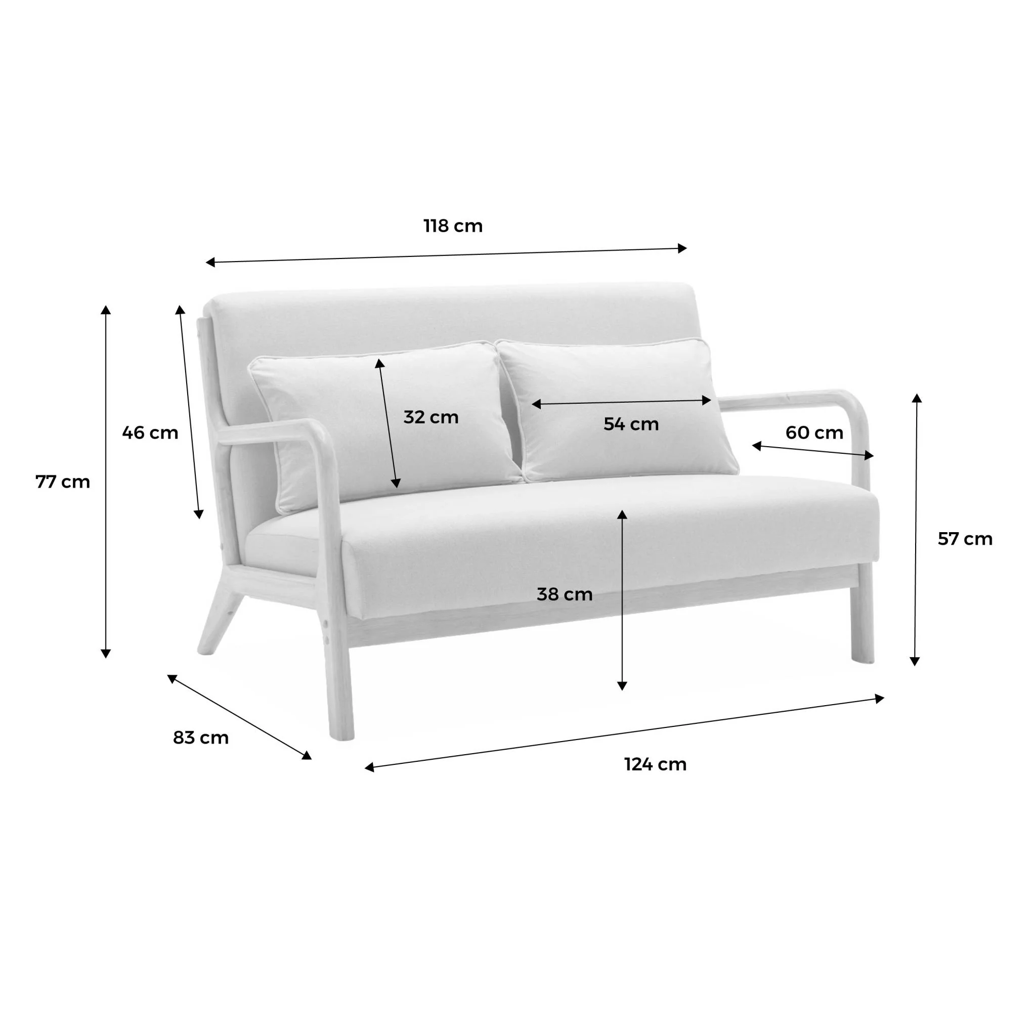 sweeek - 2-zitsbank + houten fauteuil met boucléstof - Image 3
