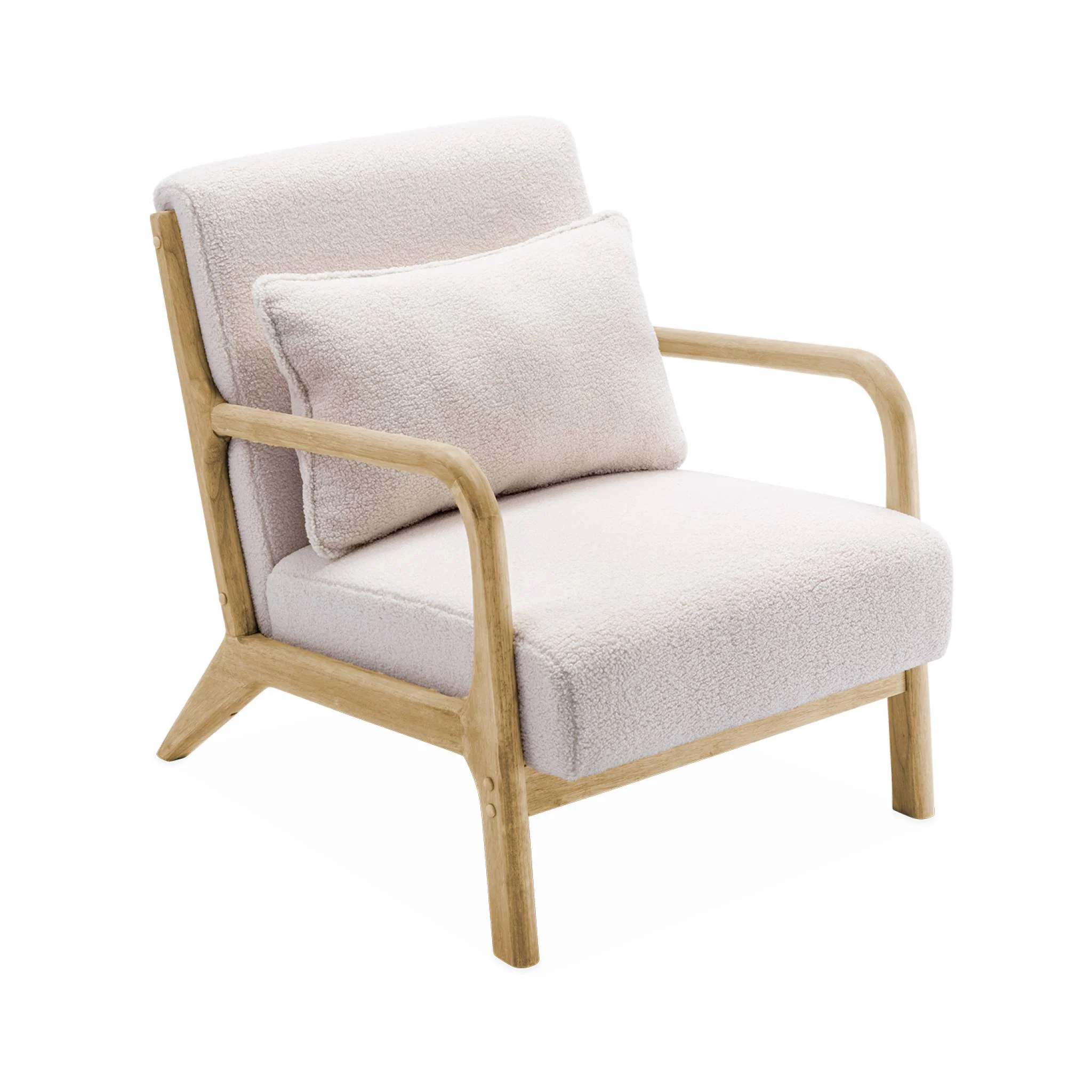 sweeek - 2-zitsbank + houten fauteuil met boucléstof - Image 6