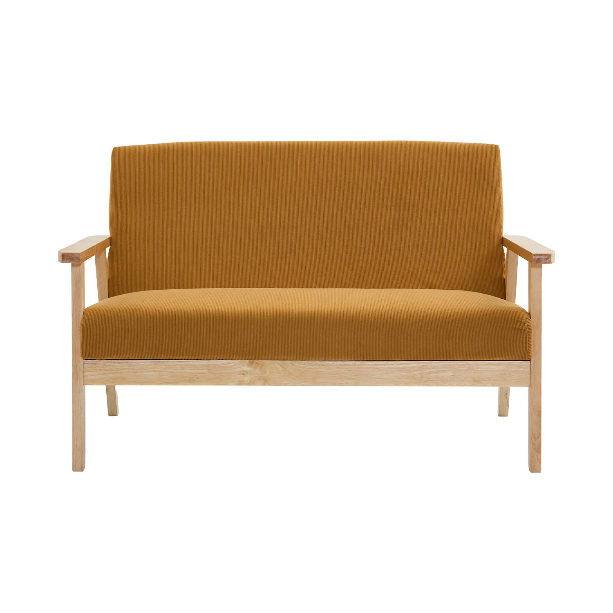 sweeek - Bank 2-zits + fauteuil, corduroy, houten poten - Image 4