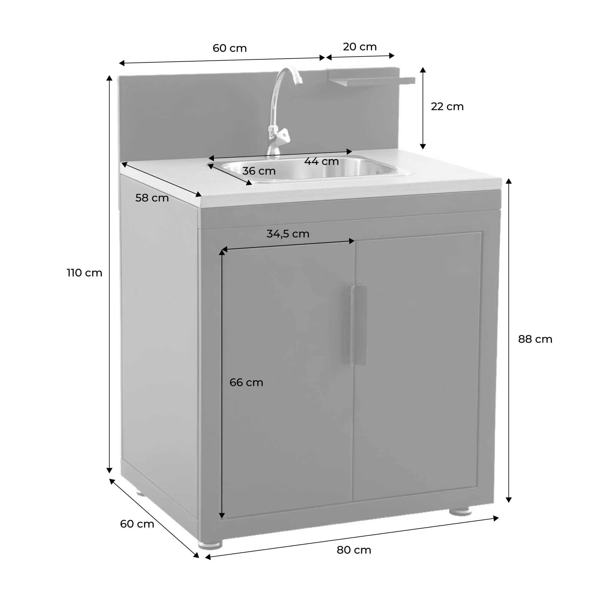 sweeek - Buitenkeuken module gootsteen en 2 deuren staal en houtdecor - Image 3