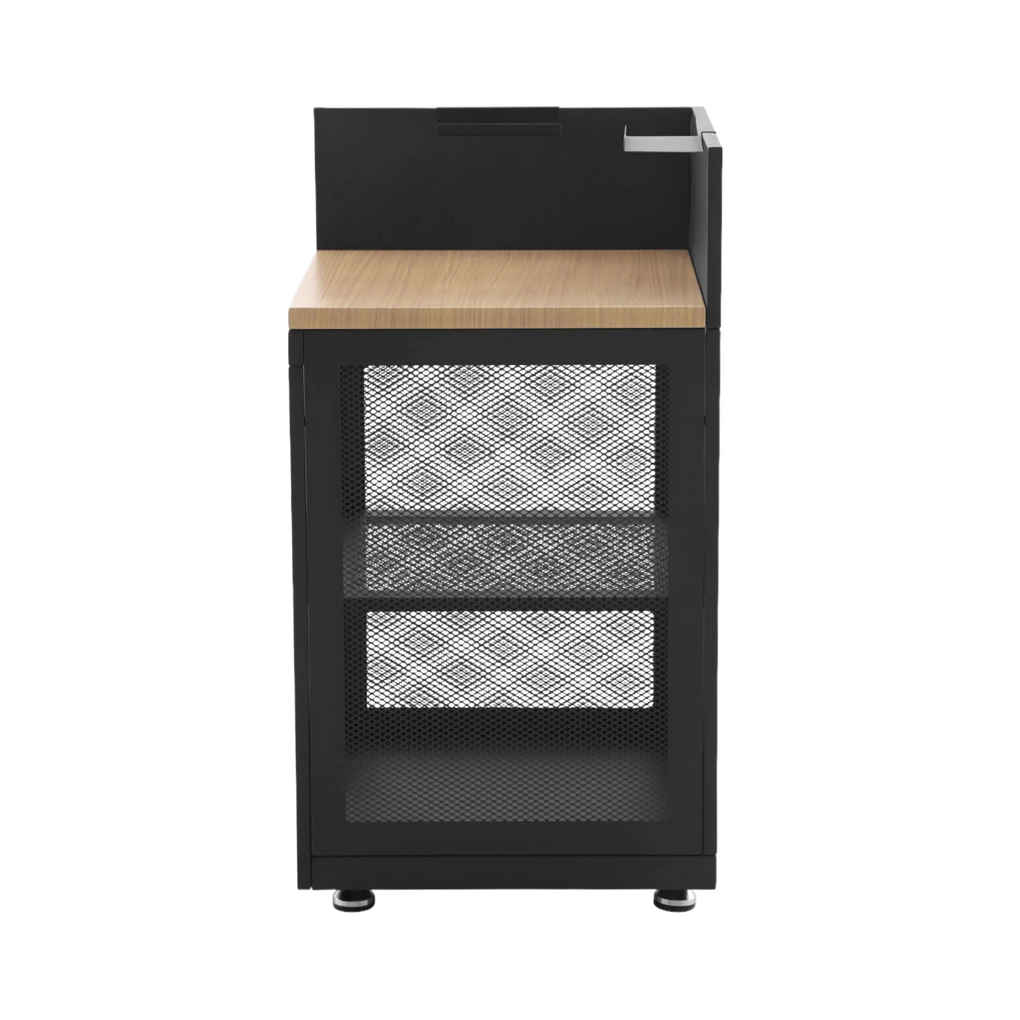 sweeek - Buitenkeuken module hoek 1 plank staal en houtdecor L60cm