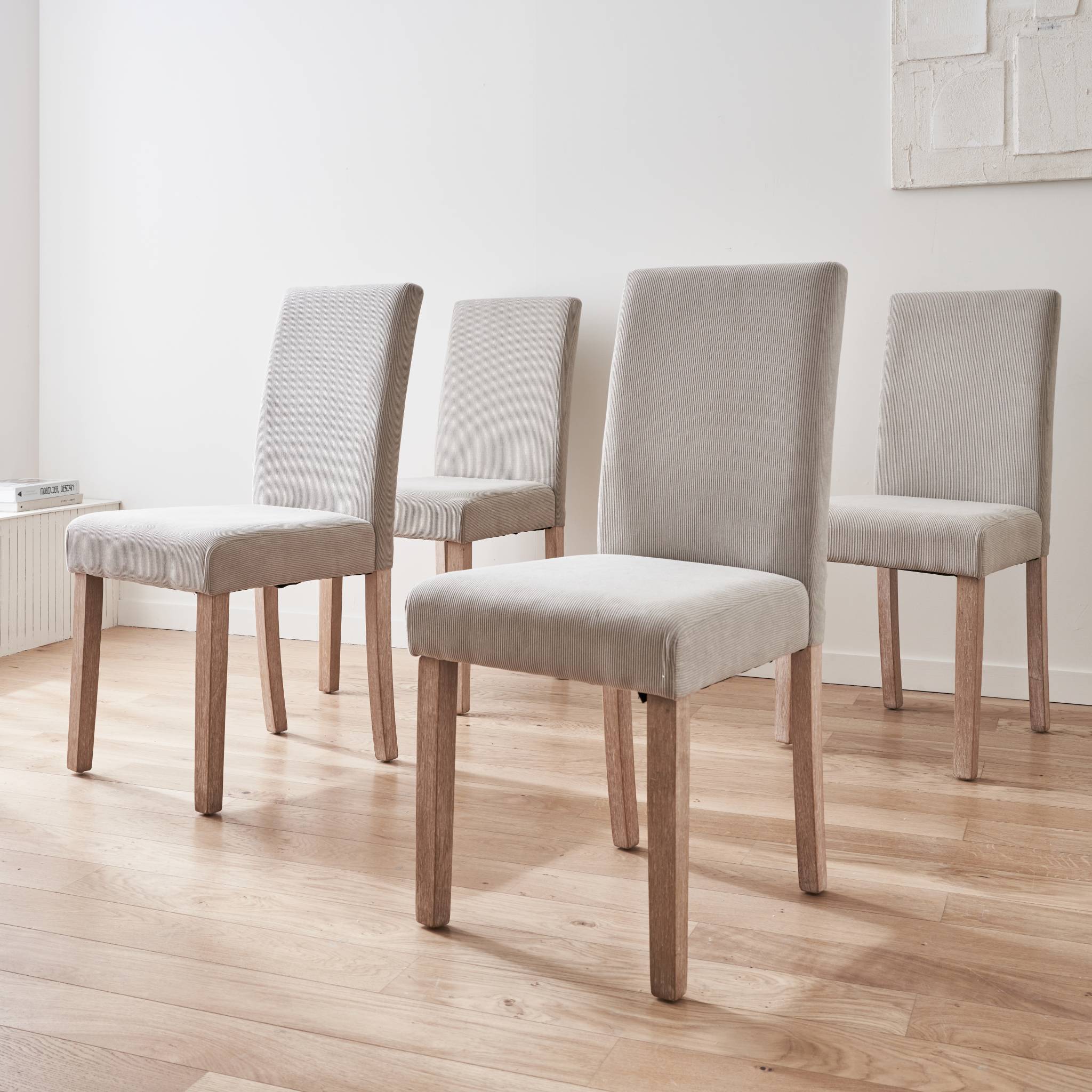 sweeek - Corduroy stoelen met houten poten, set van 4 - Image 2