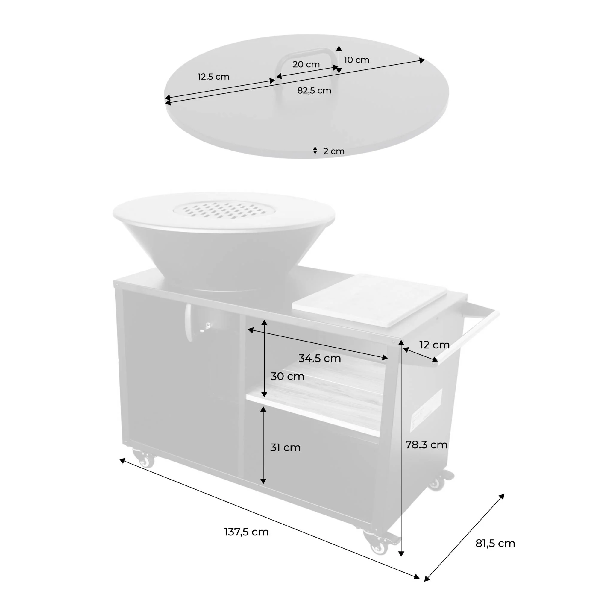 sweeek - Kookvuurschaal Ø80cm met opbergruimte deksel en kookgerei - Image 4