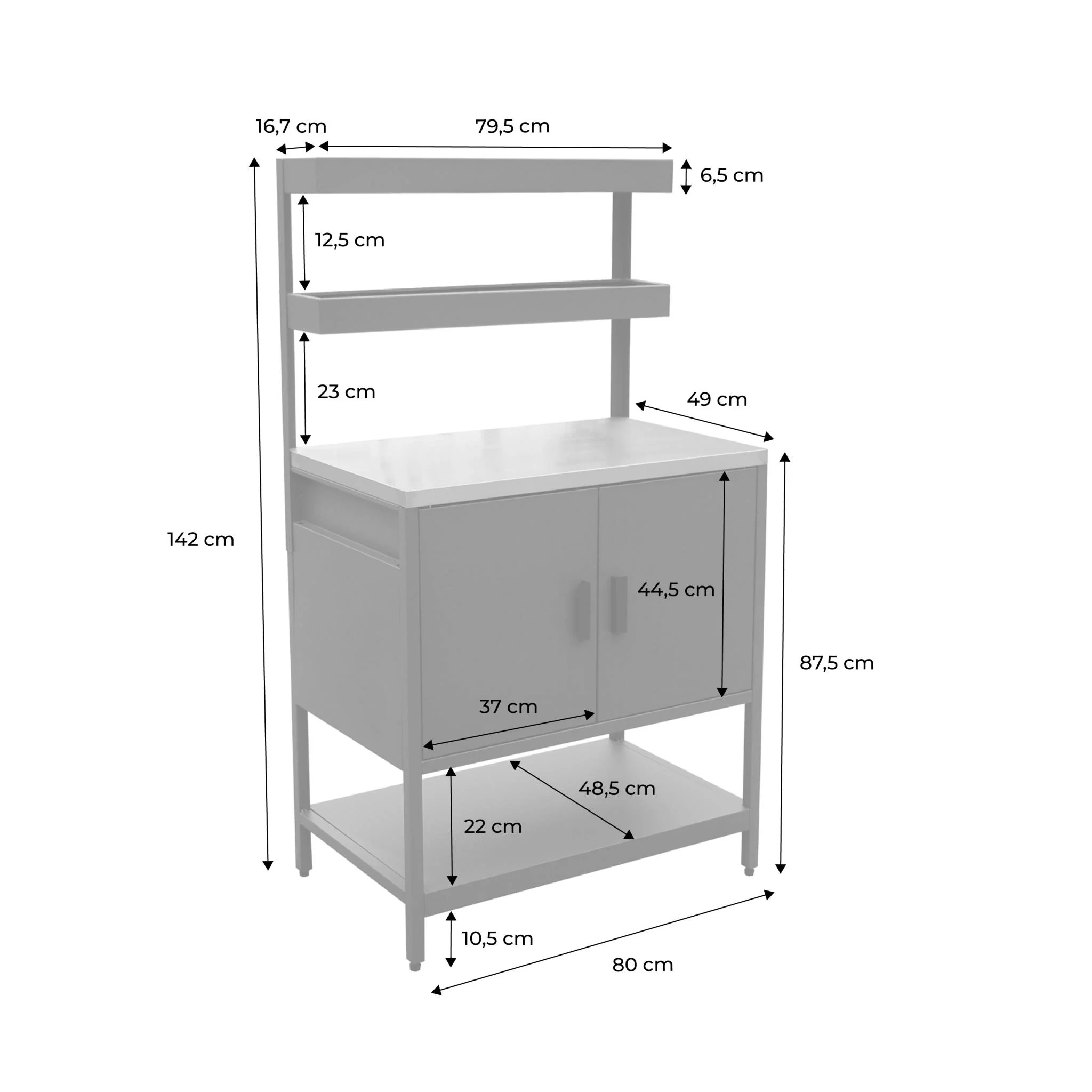 sweeek - Module buitenkeuken met 2 deuren en 2 hangende planken staal - Image 4