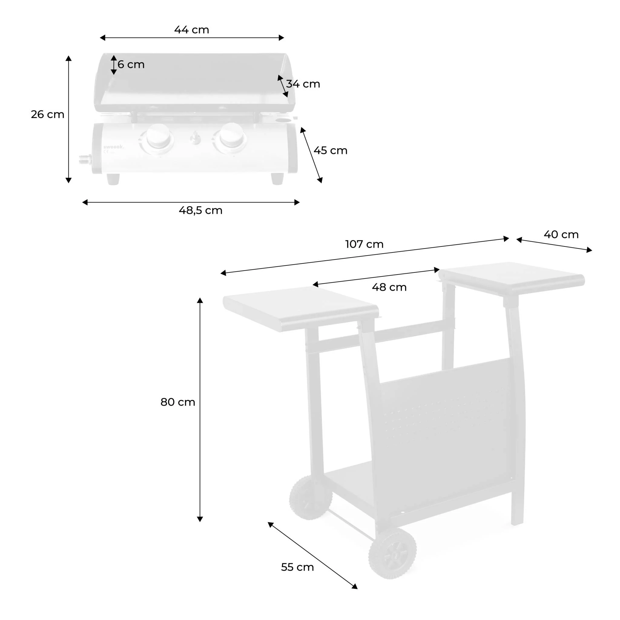 sweeek - Plancha gas 2 branders roestvrij staal 5kW met trolley - Image 5