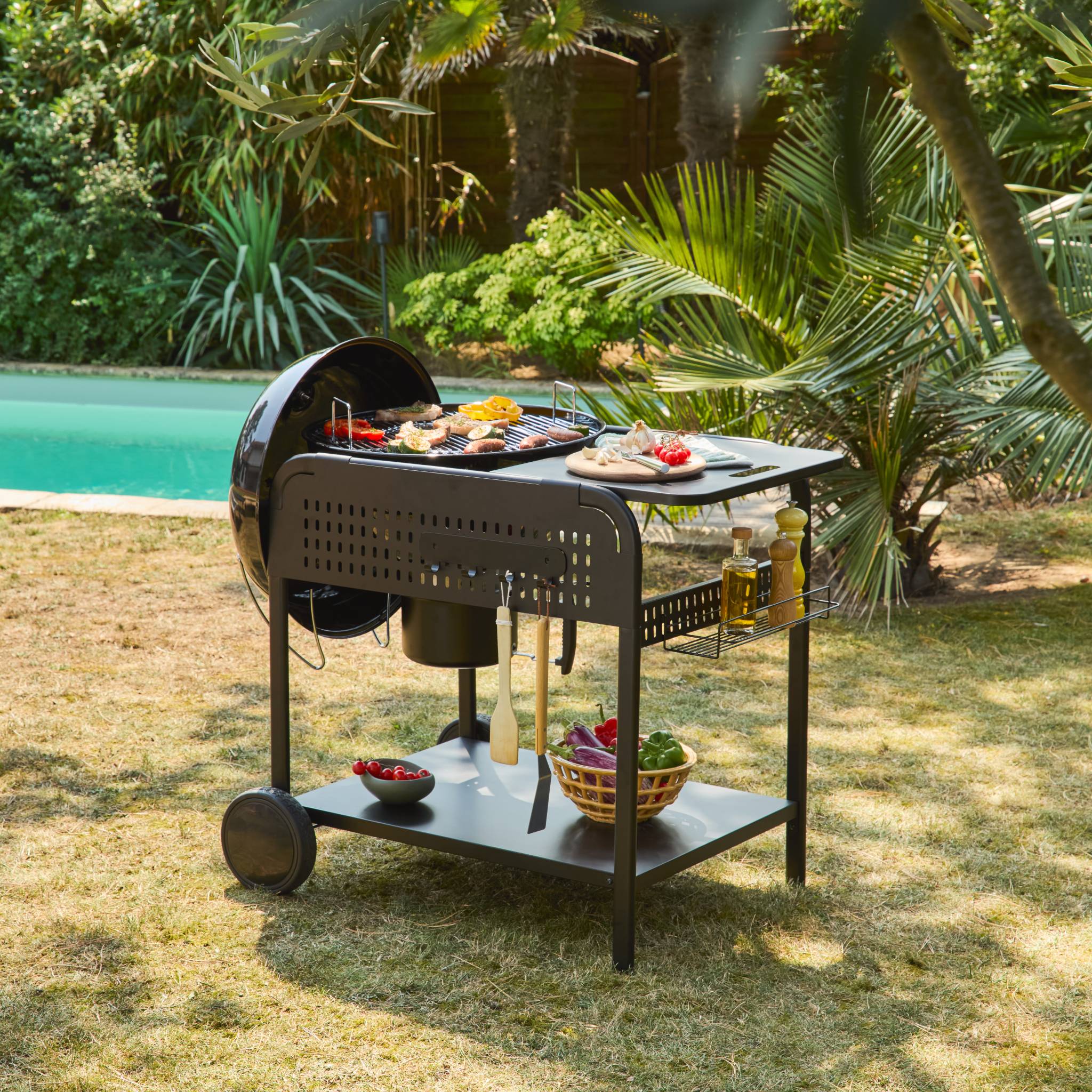 sweeek - Ronde houtskoolbarbecue Ø53cm met kar staal - Image 2