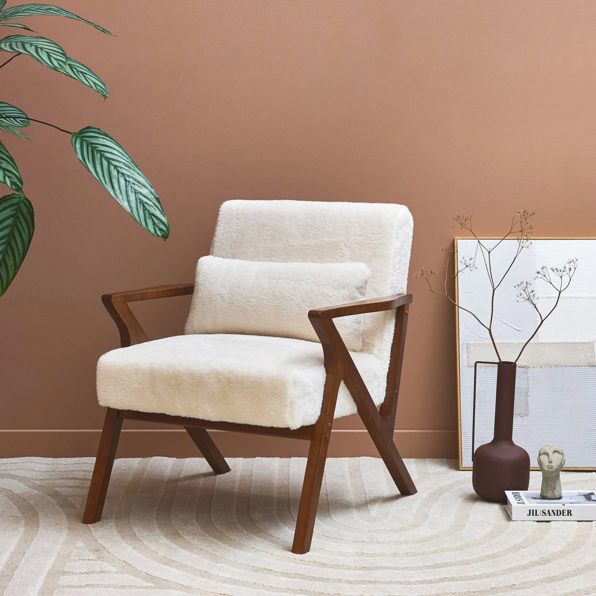 sweeek - Scandinavische fauteuil in walnoot gebeitst heveahout, - Image 3