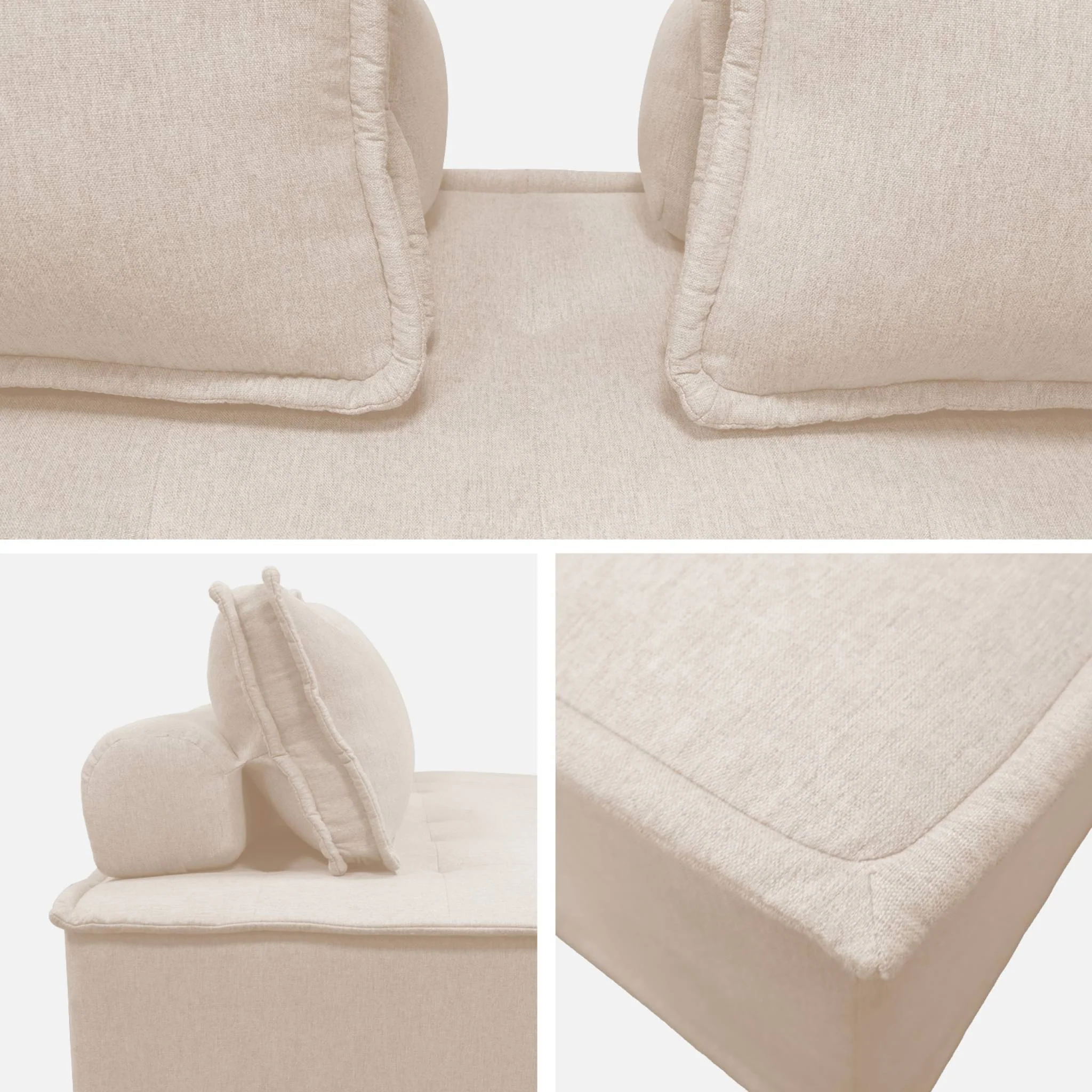 sweeek - Set van 2 fauteuils met 2-zitsbank in stof, met kussen - Image 6